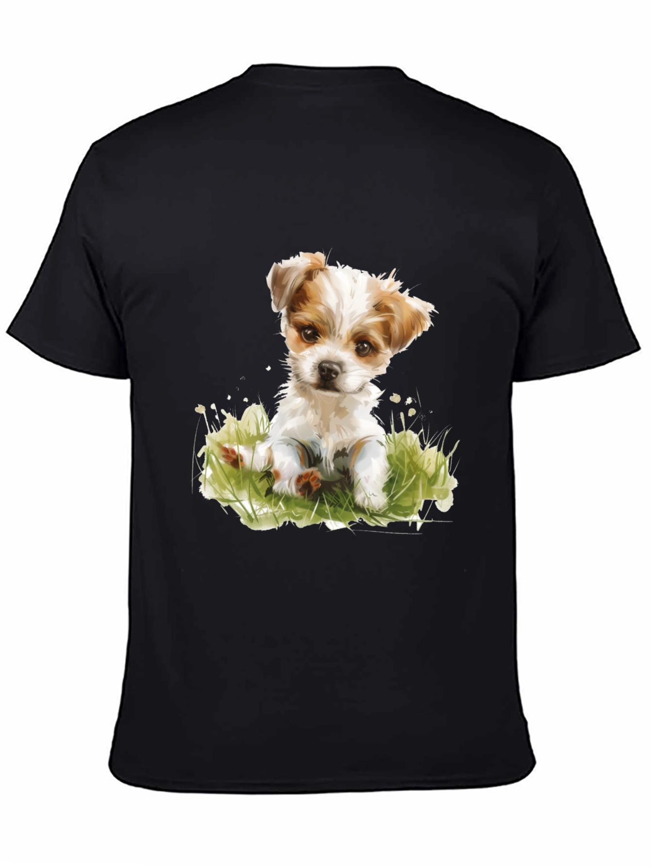 Black Cute Puppy Graphic T-Shirt - Black view 4
