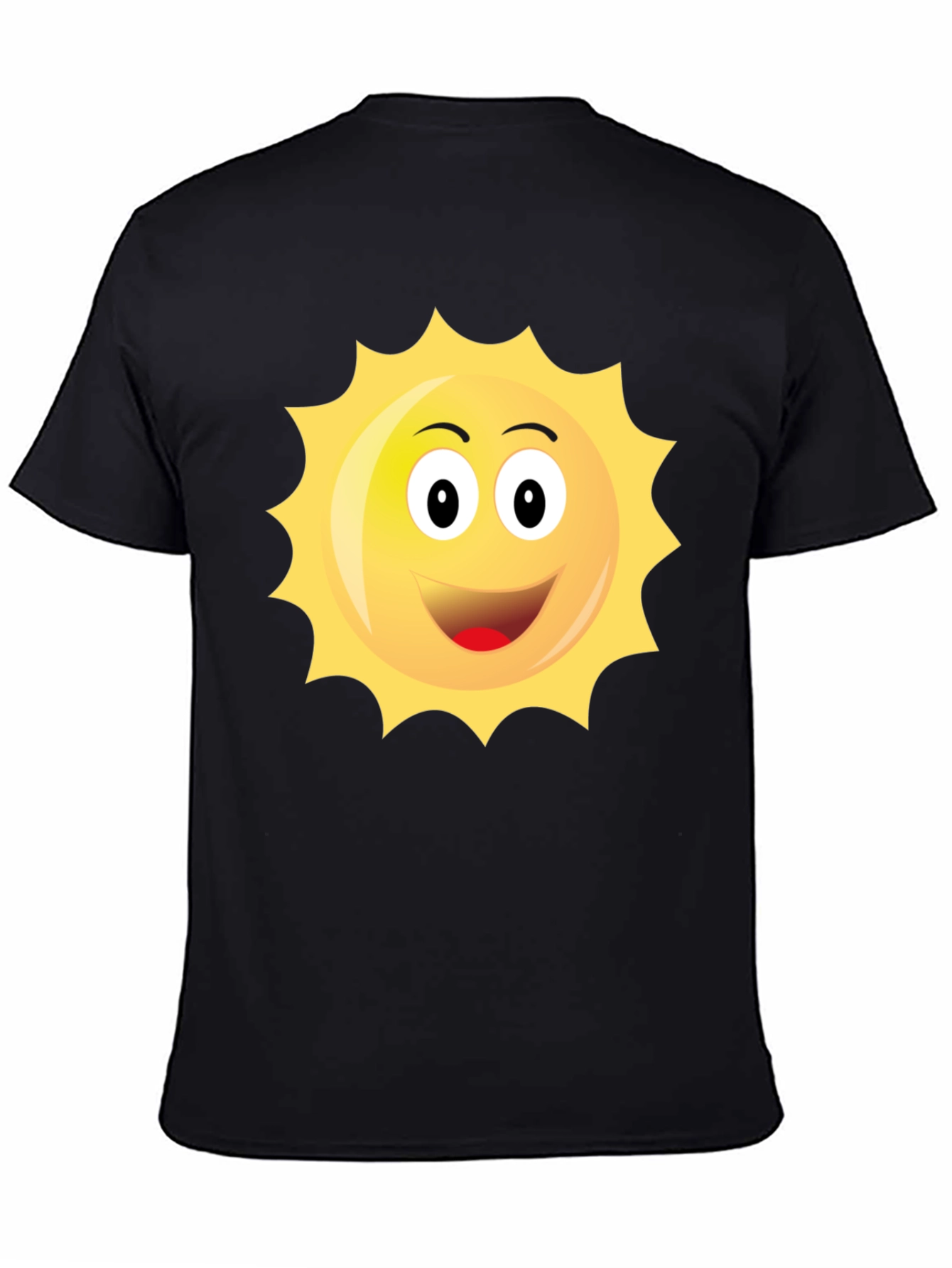 Black Happy Sun Graphic Black T-Shirt view 4