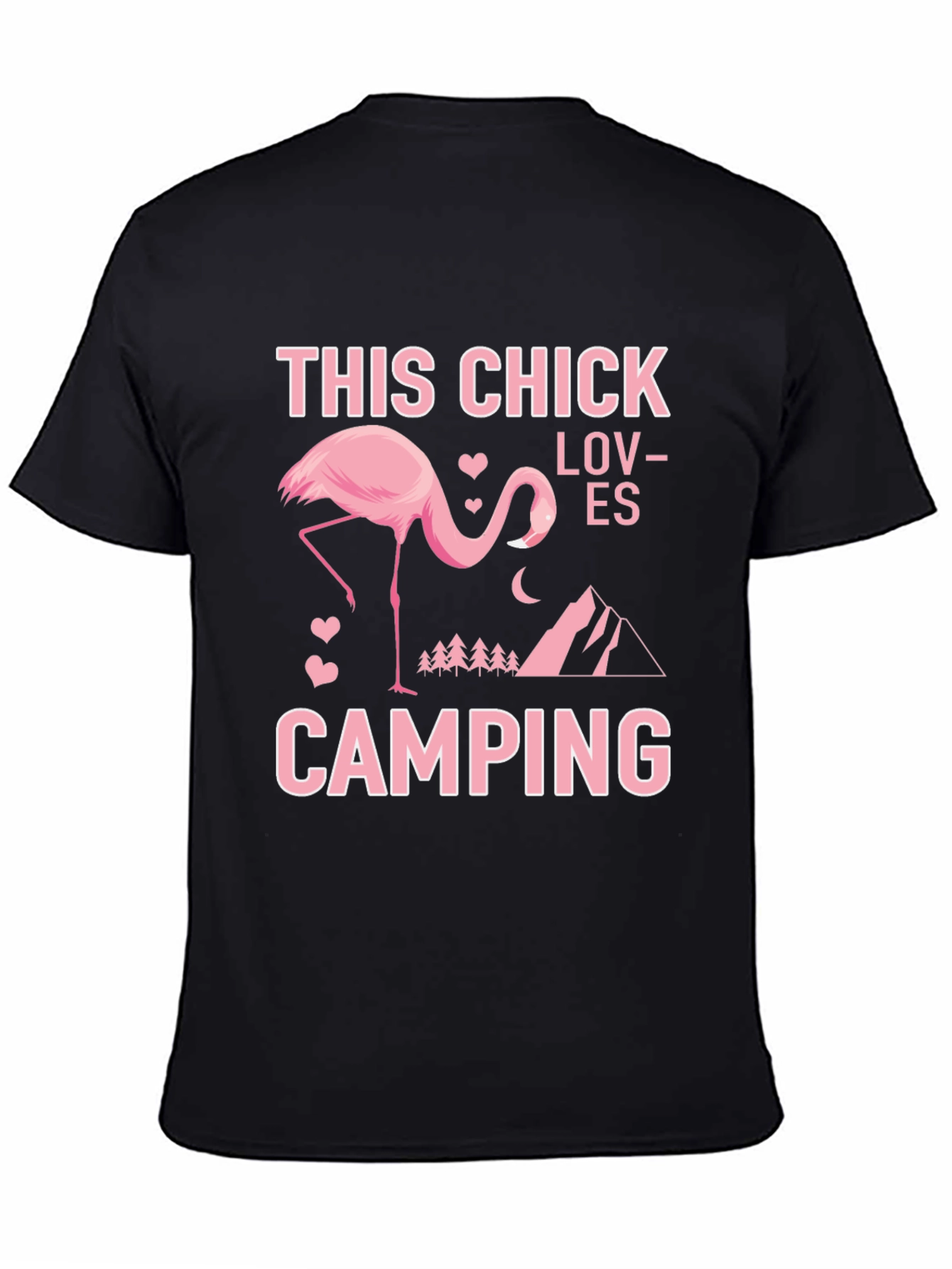 Black This Chick Loves Camping Flamingo Graphic Tee view 4