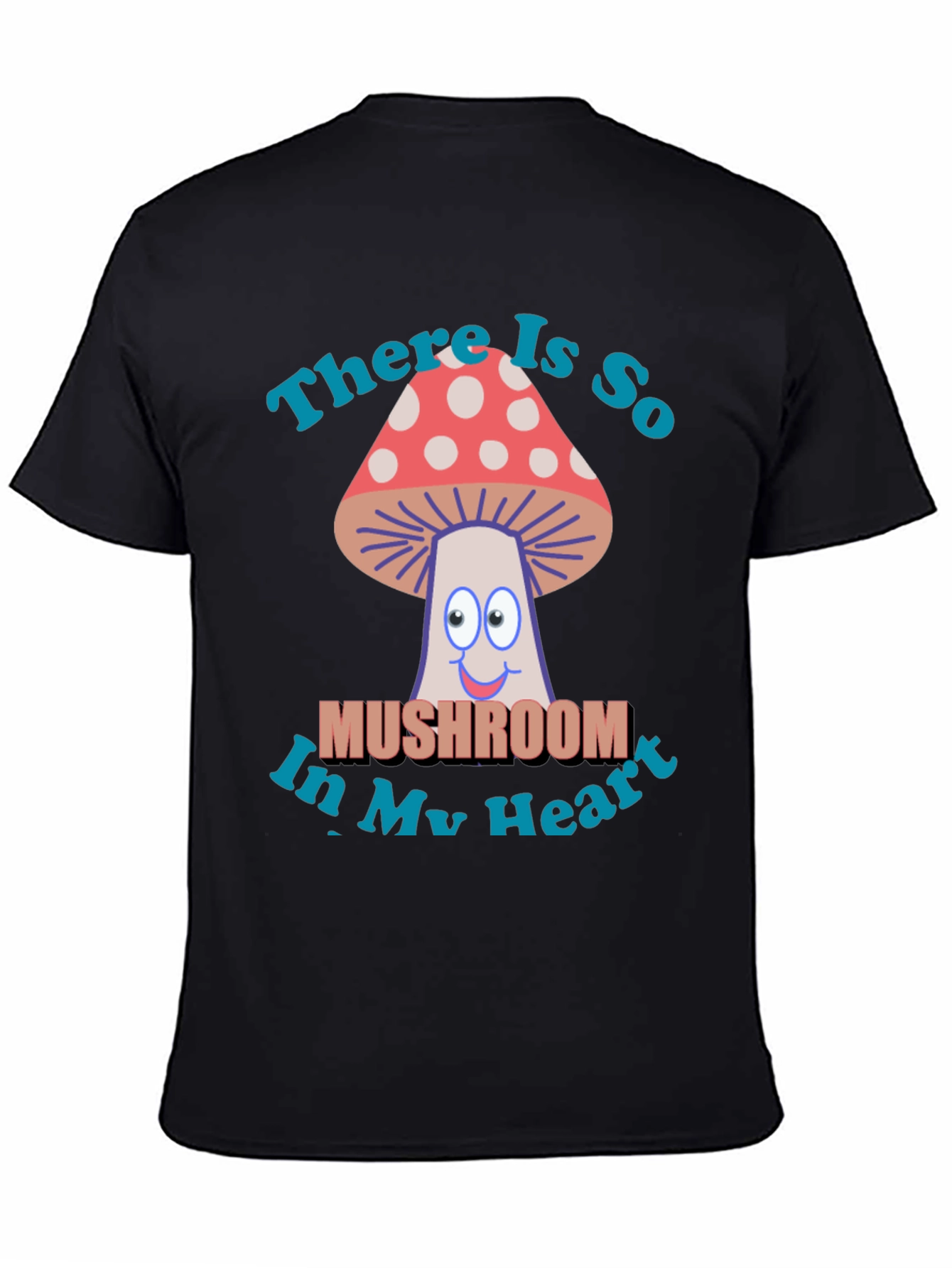 Black Mushroom Heart T-Shirt - Funny Graphic Tee view 4