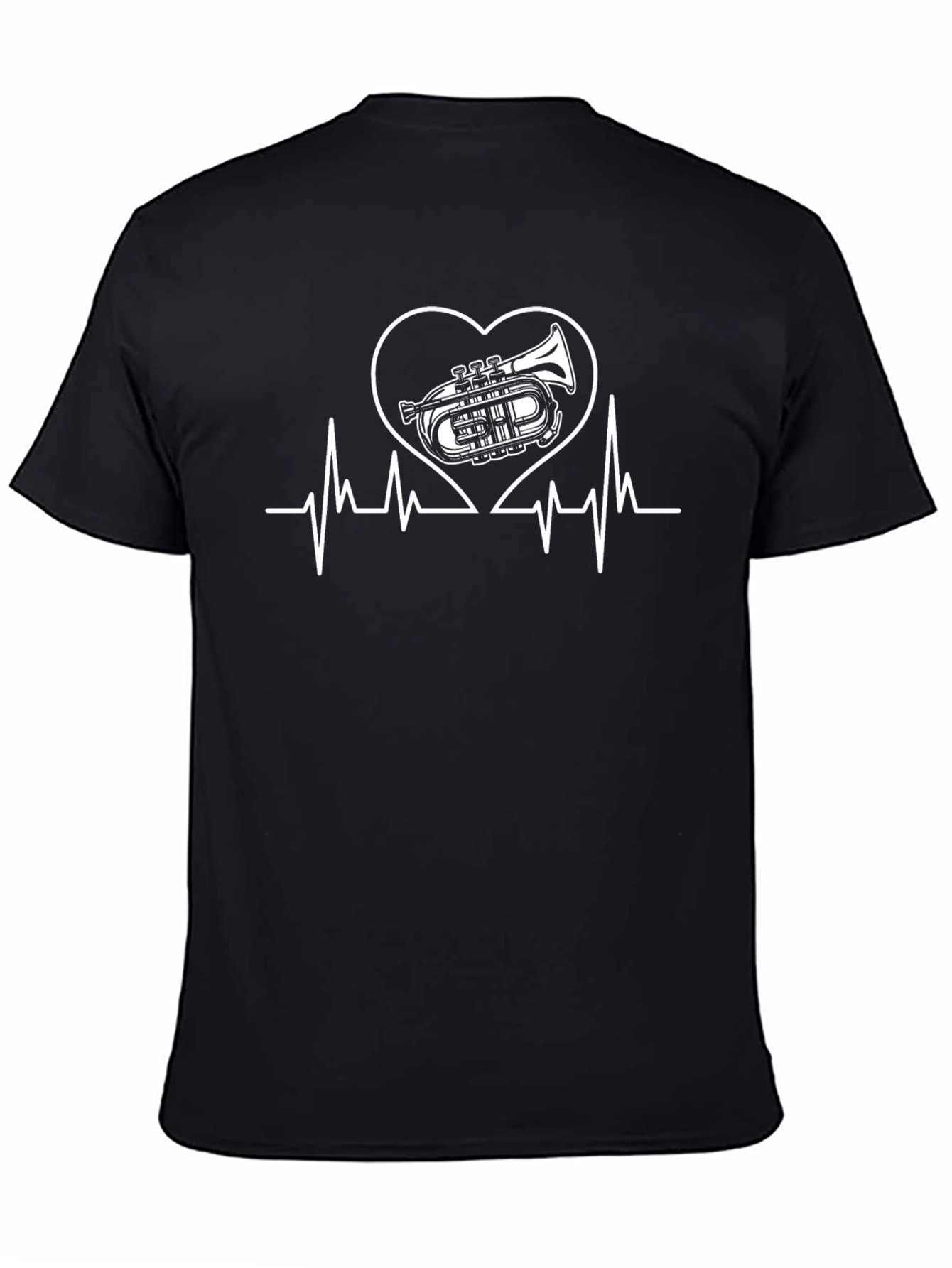 Black Trumpet Heartbeat T-Shirt - Musician Love! view 4