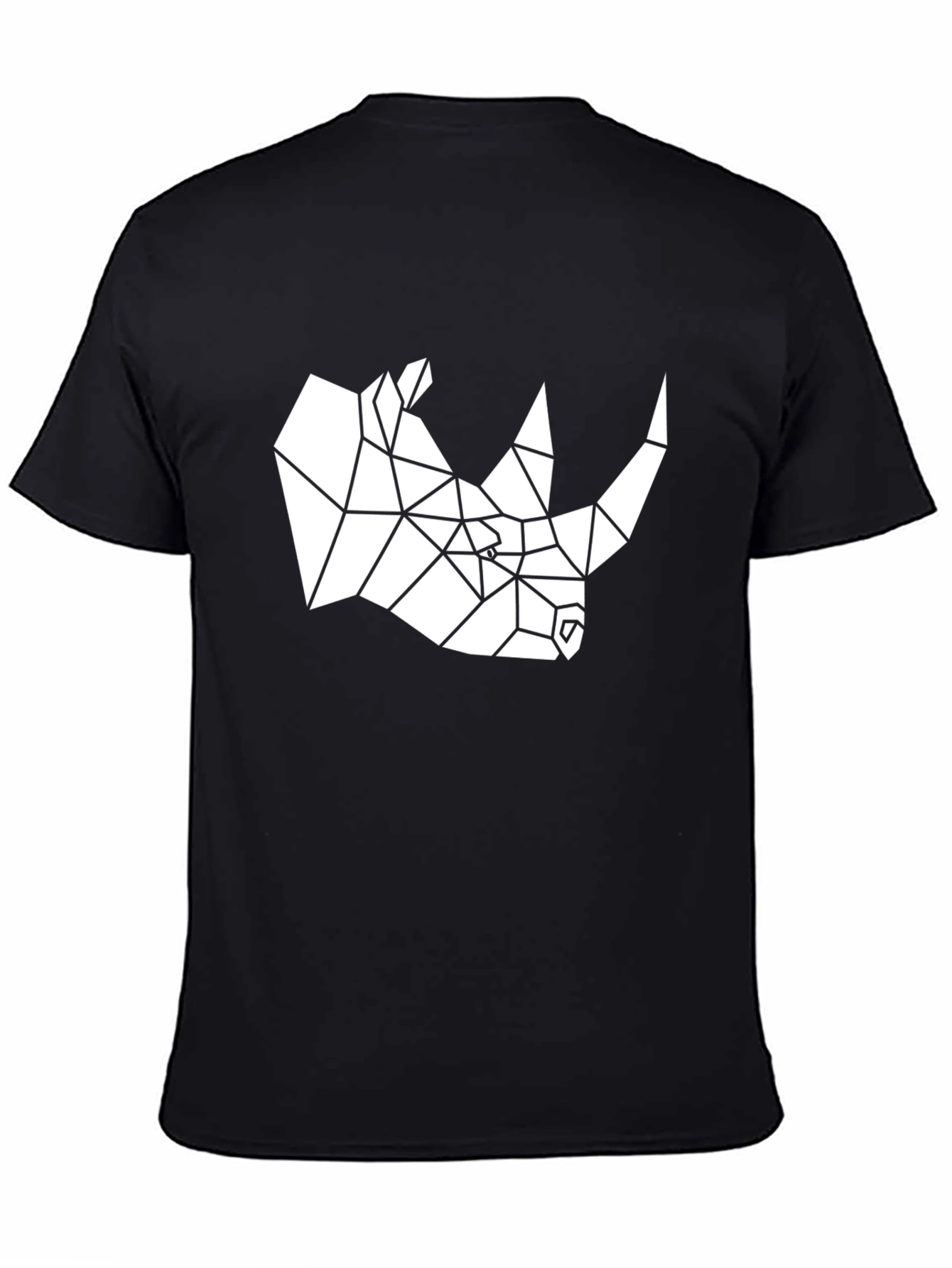Black Geometric Rhino Graphic Tee - Cool Minimalist Design view 4