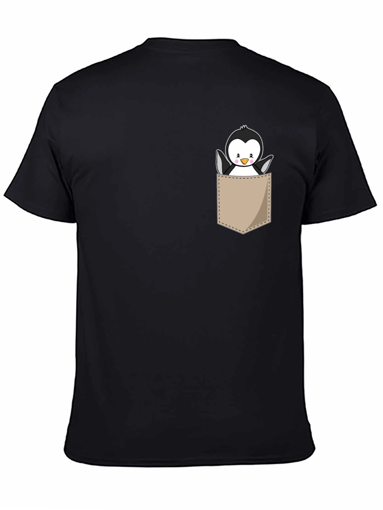 Black Cute Penguin Pocket Graphic Tee view 4