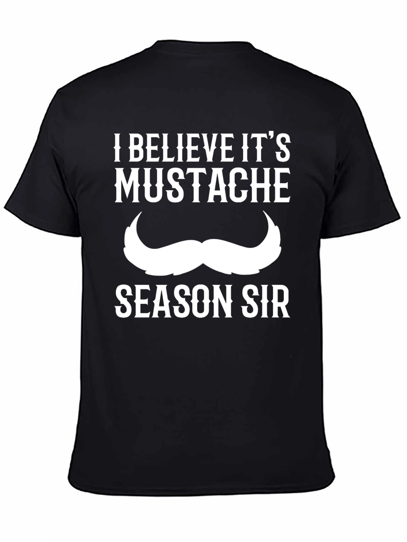 Black Mustache Season Tee - Funny Graphic T-Shirt view 4