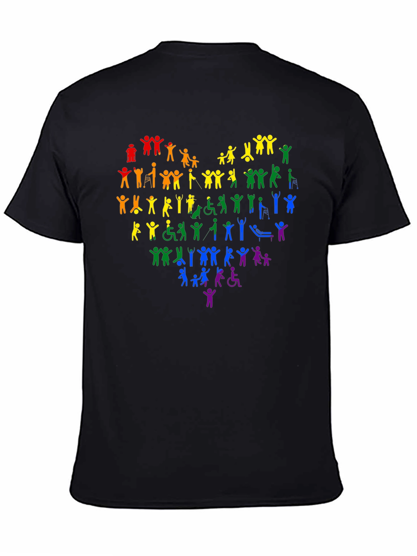 Black Inclusive Rainbow Heart Graphic Tee view 4