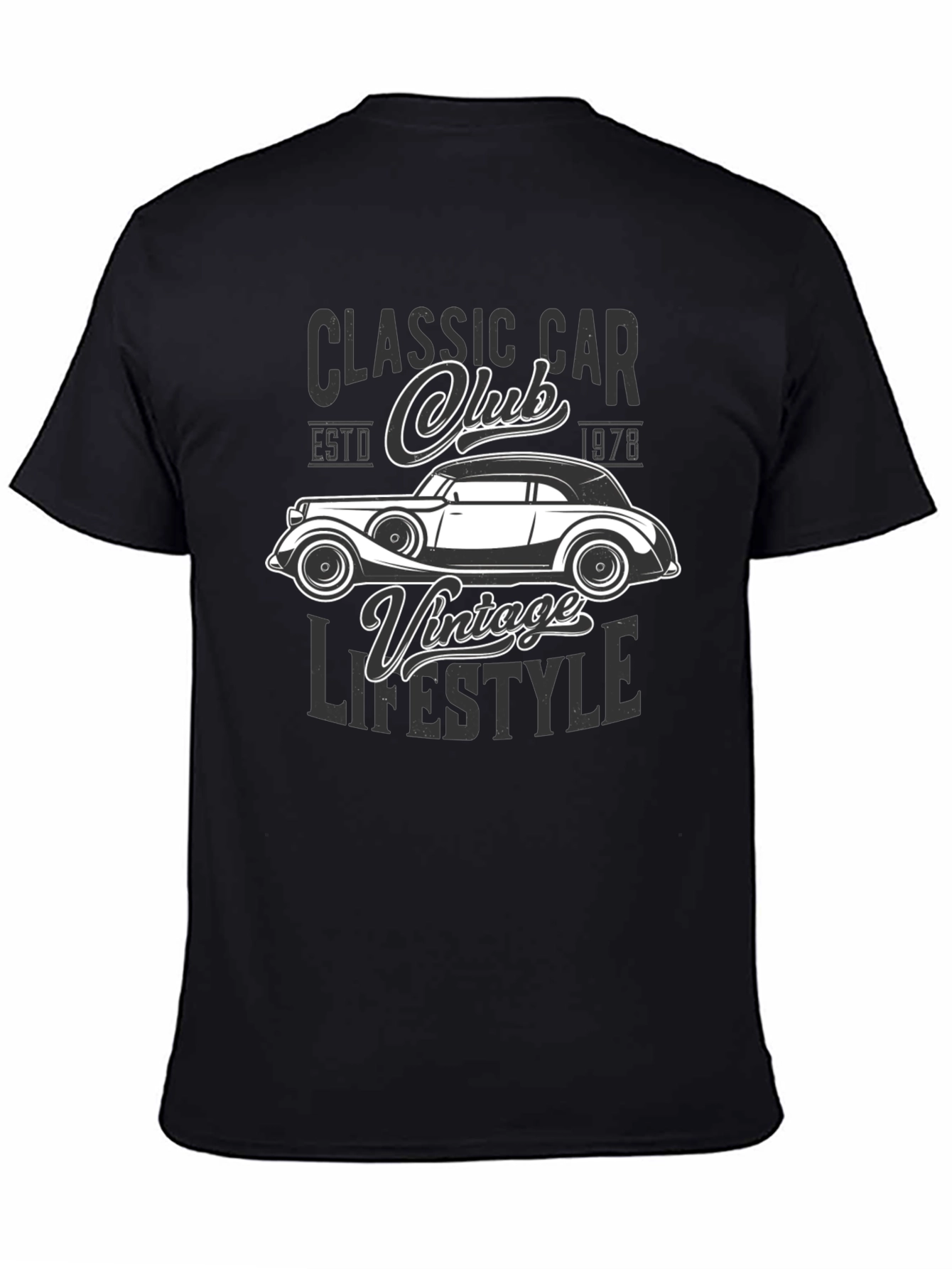 Black Classic Car Club Vintage Lifestyle Graphic T-Shirt view 4