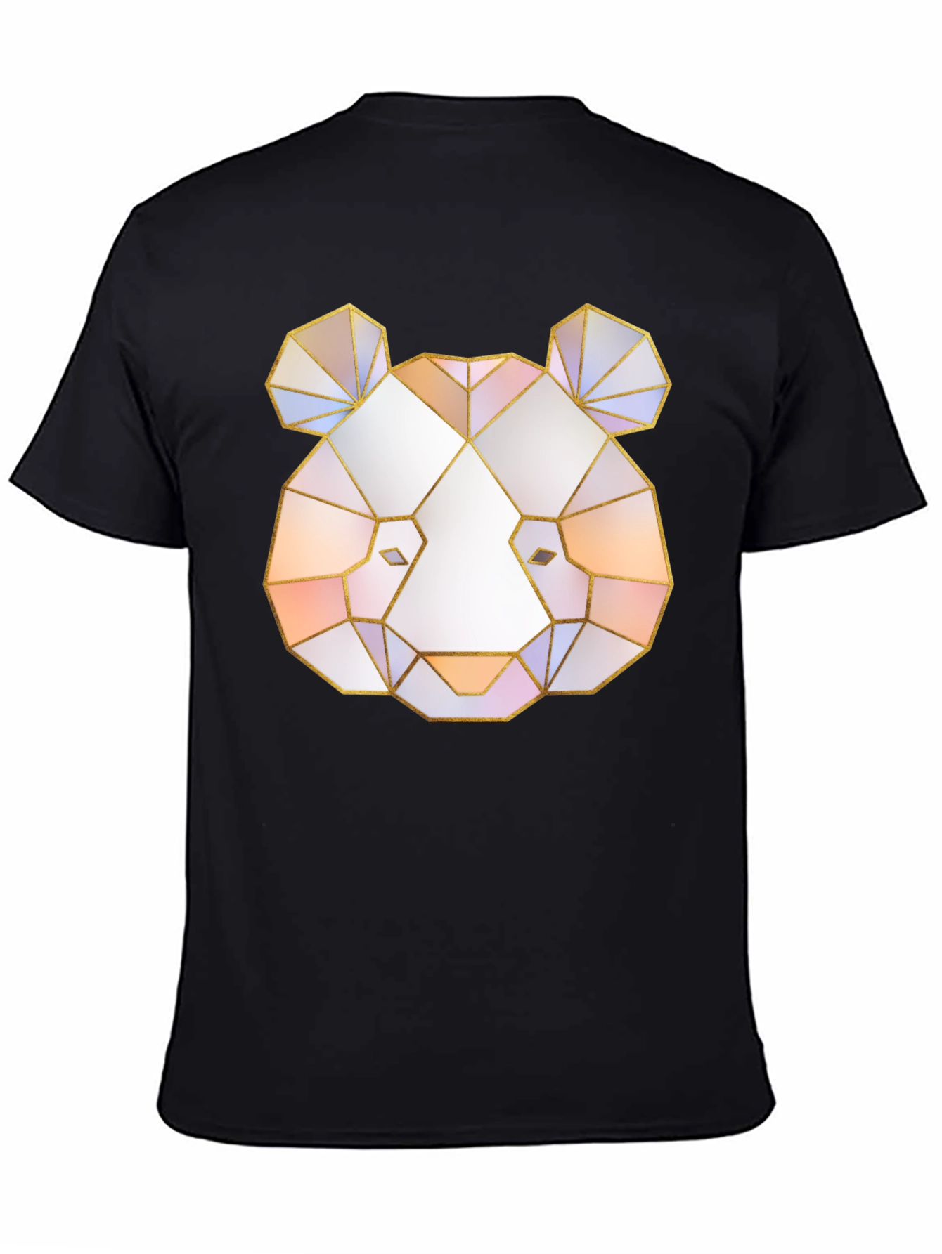 Black Geometric Panda Graphic Tee - Black T-Shirt view 4