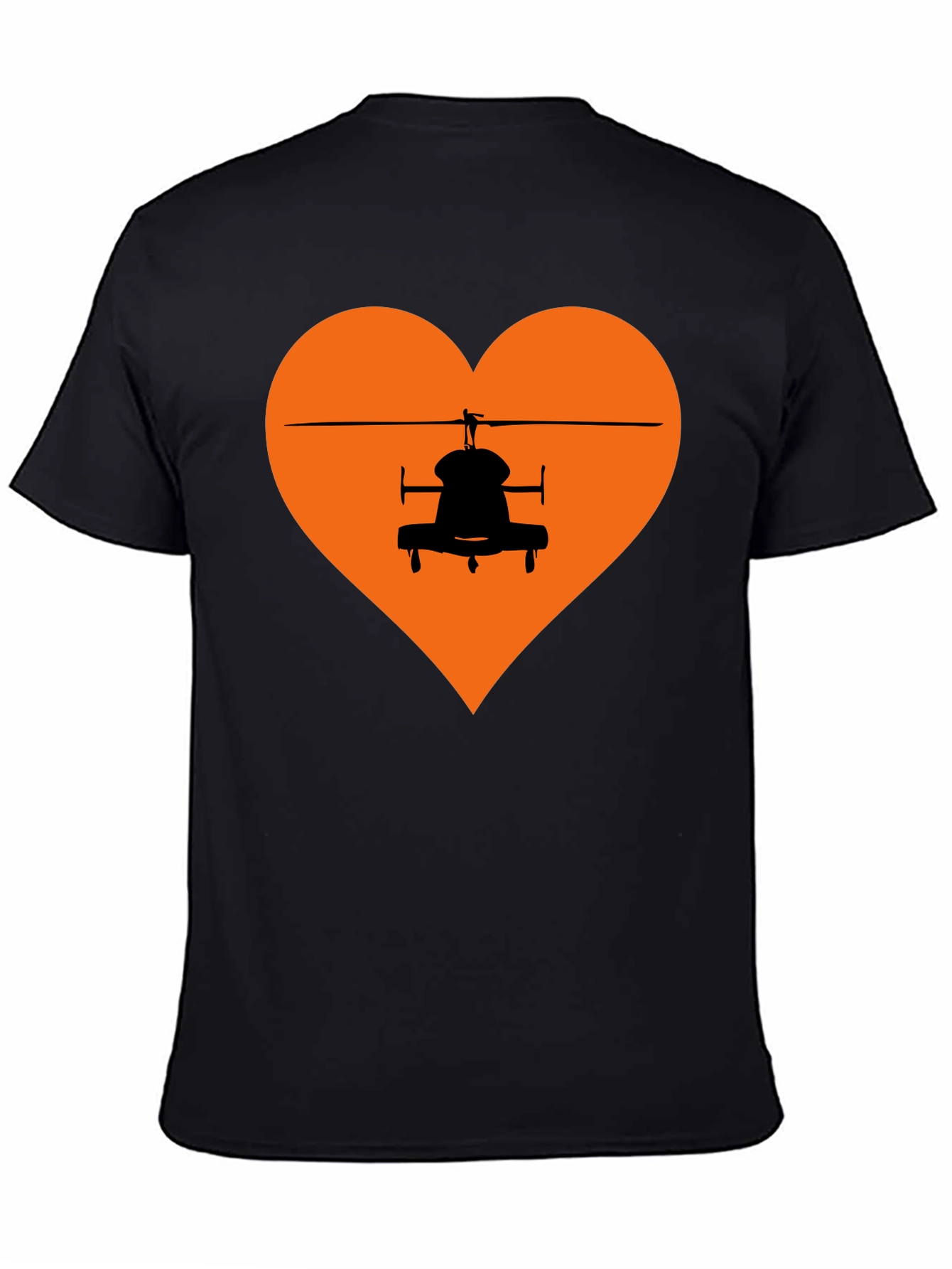 Black Helicopter Heart Graphic Tee - Black T-Shirt view 4