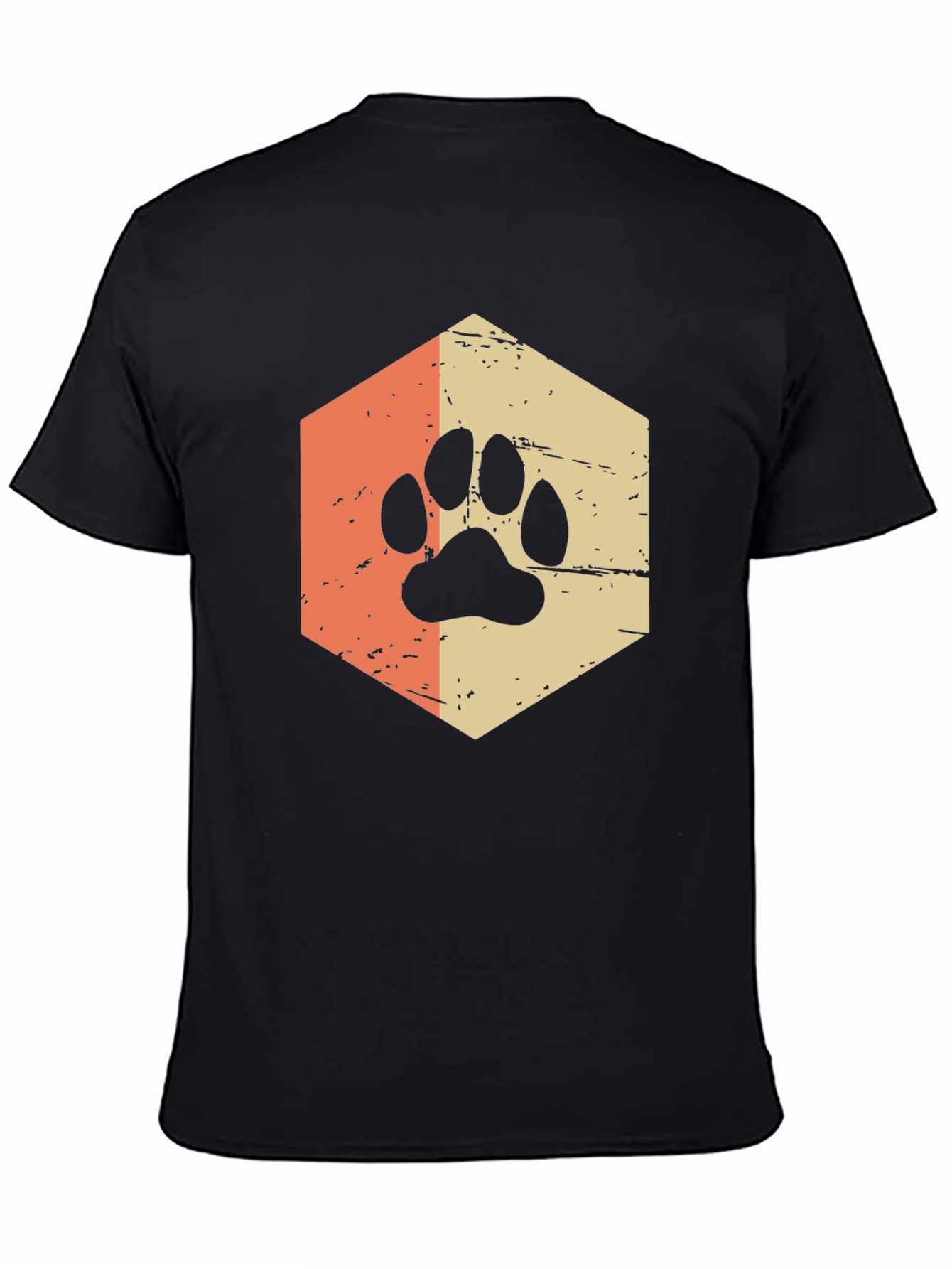 Black Retro Paw Print Graphic Tee - Black view 4