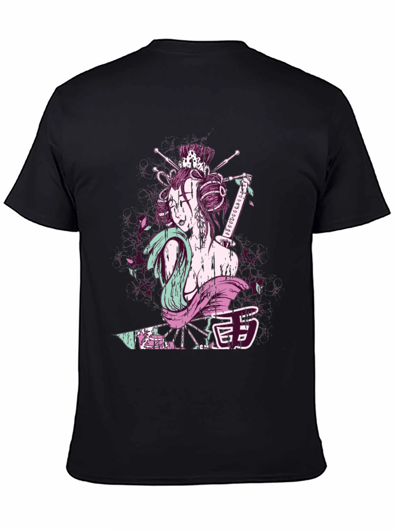 Black Geisha Graphic Tee - Samurai Style view 4