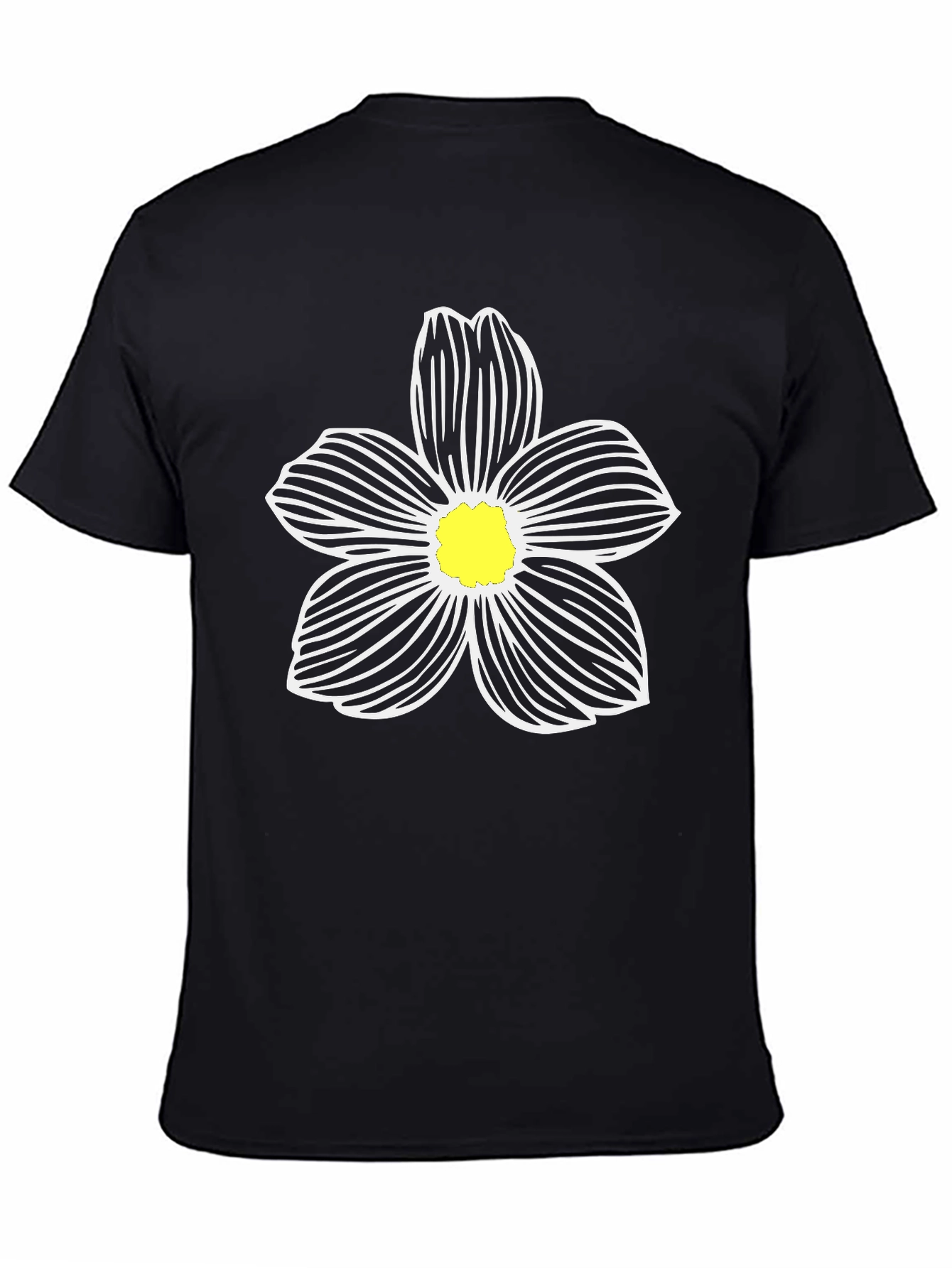 Black Black T-Shirt with White Floral Graphic view 4