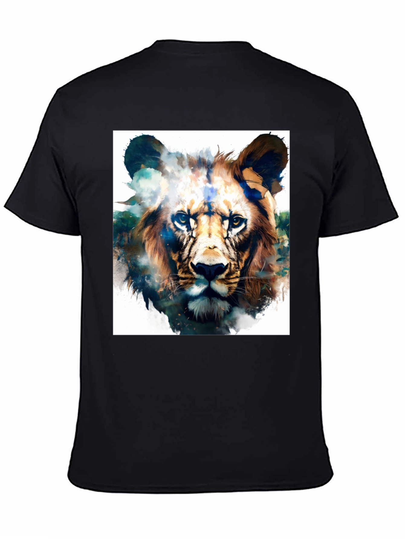 Black Lion Graphic Black T-Shirt - Artistic Animal Tee view 4