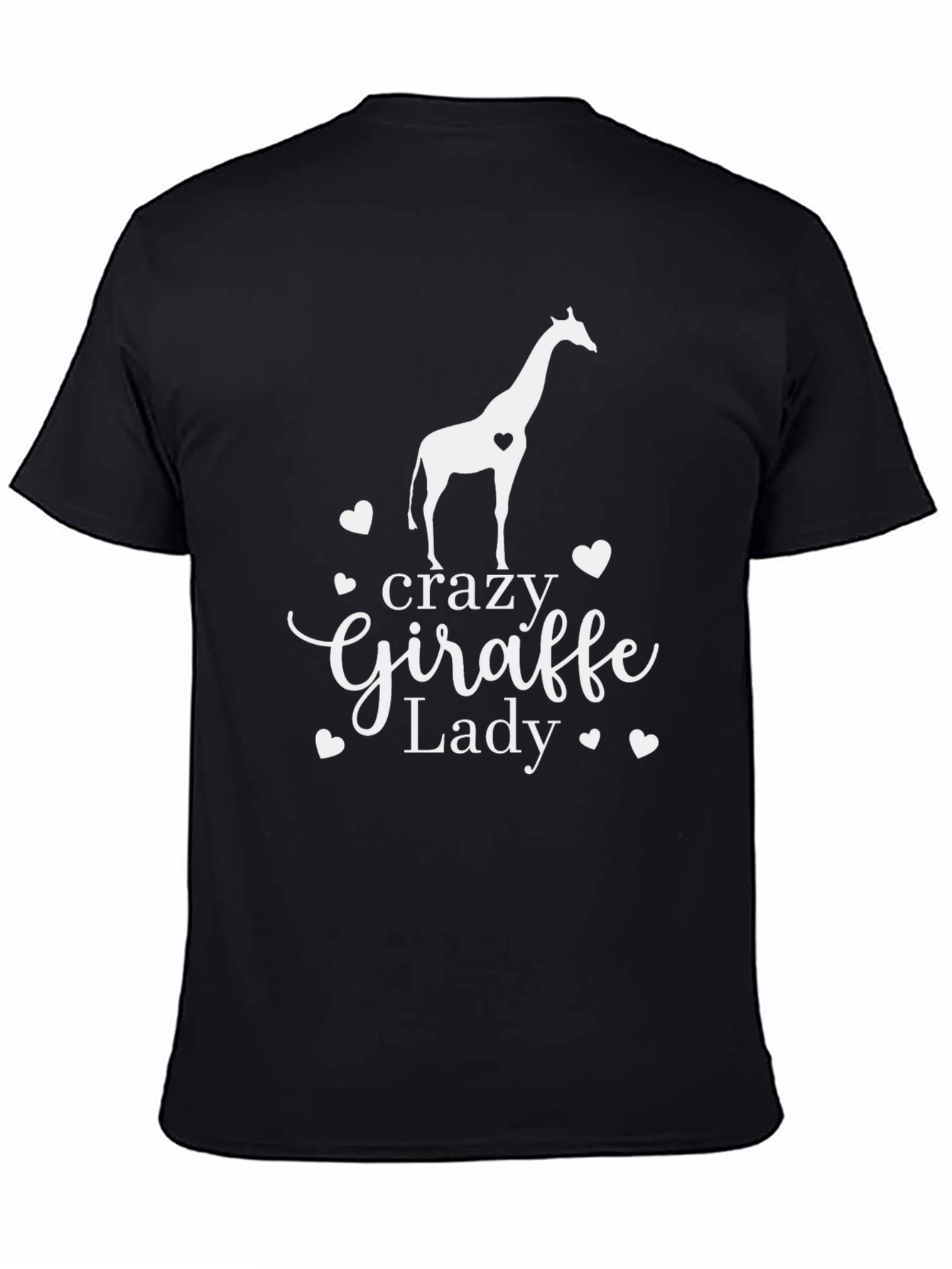 Black Crazy Giraffe Lady T-Shirt - Women's Animal Lover Tee view 4