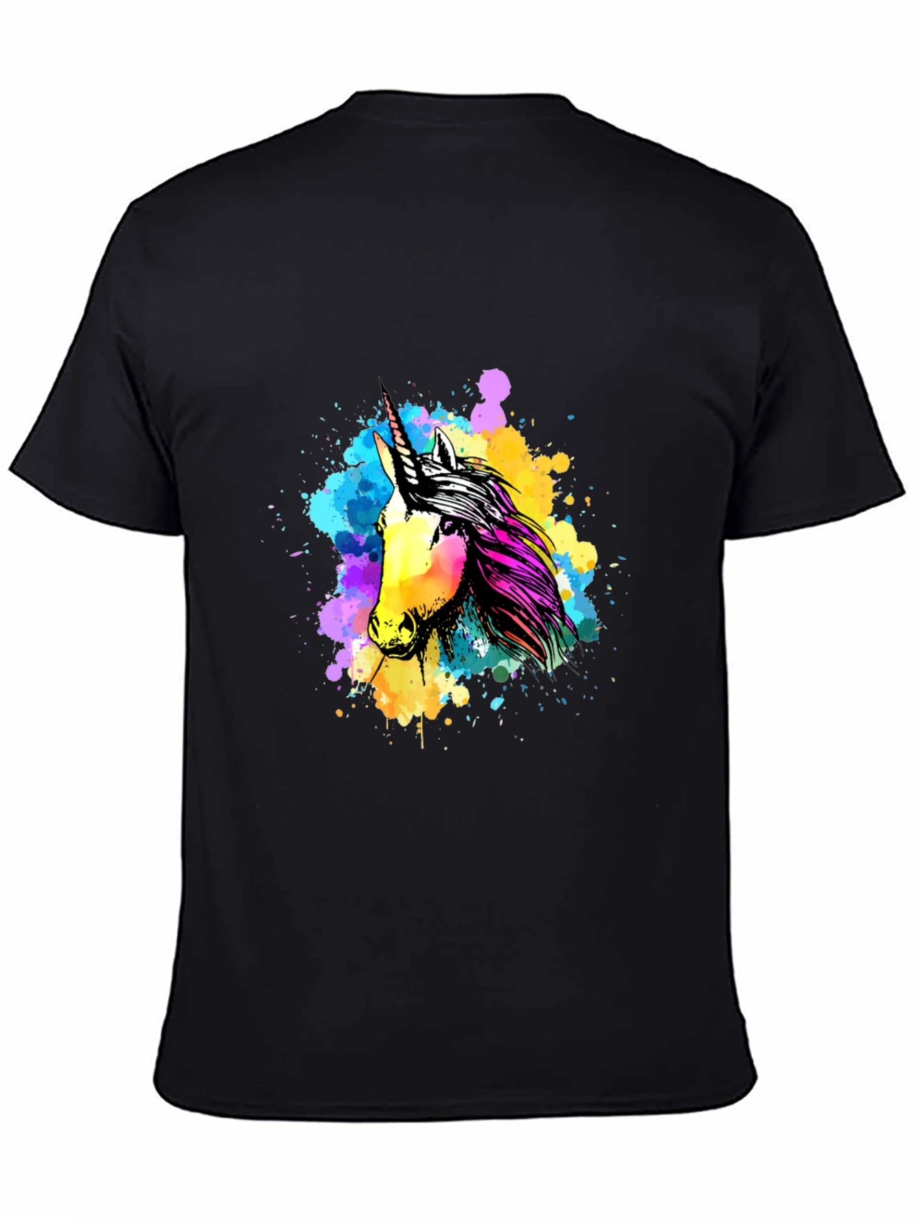 Black Unicorn Splash Graphic Tee - Men's Black T-Shirt view 4