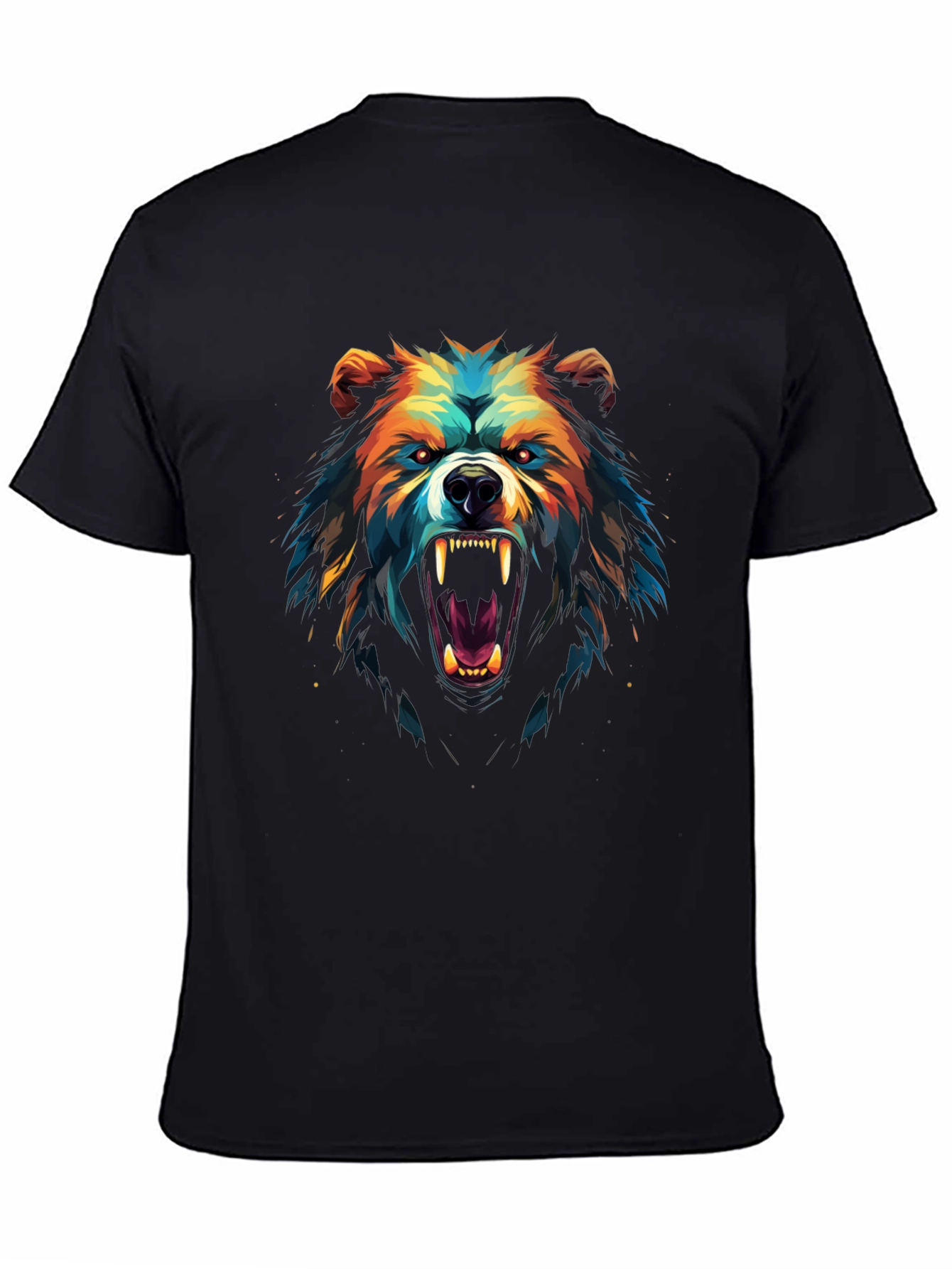 Black Fierce Bear Graphic Black T-Shirt view 4