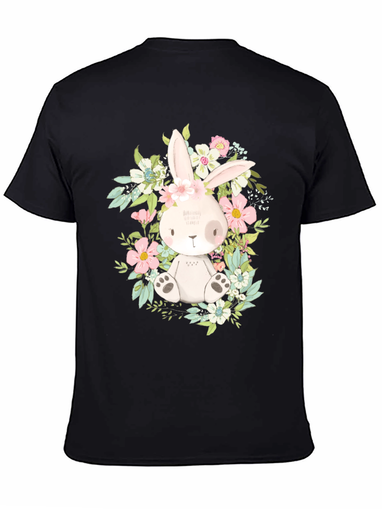 Black Floral Bunny Graphic Tee view 4