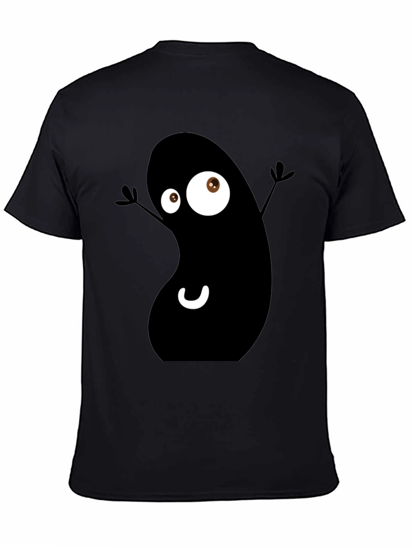Black Funny Black Bean Cartoon Graphic Tee - Casual Comfort view 4