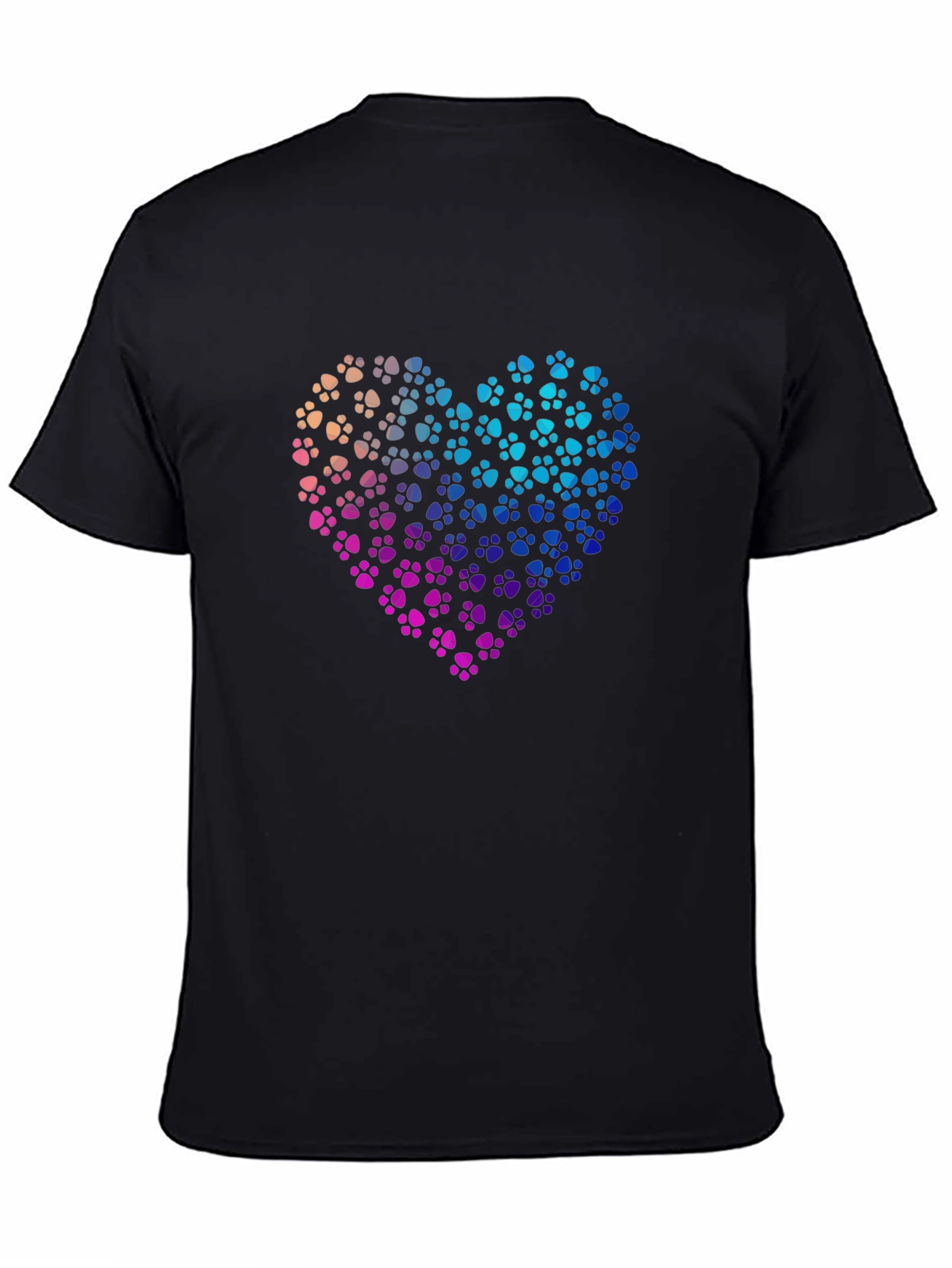 Black Paw Print Heart Graphic T-Shirt - Black view 4