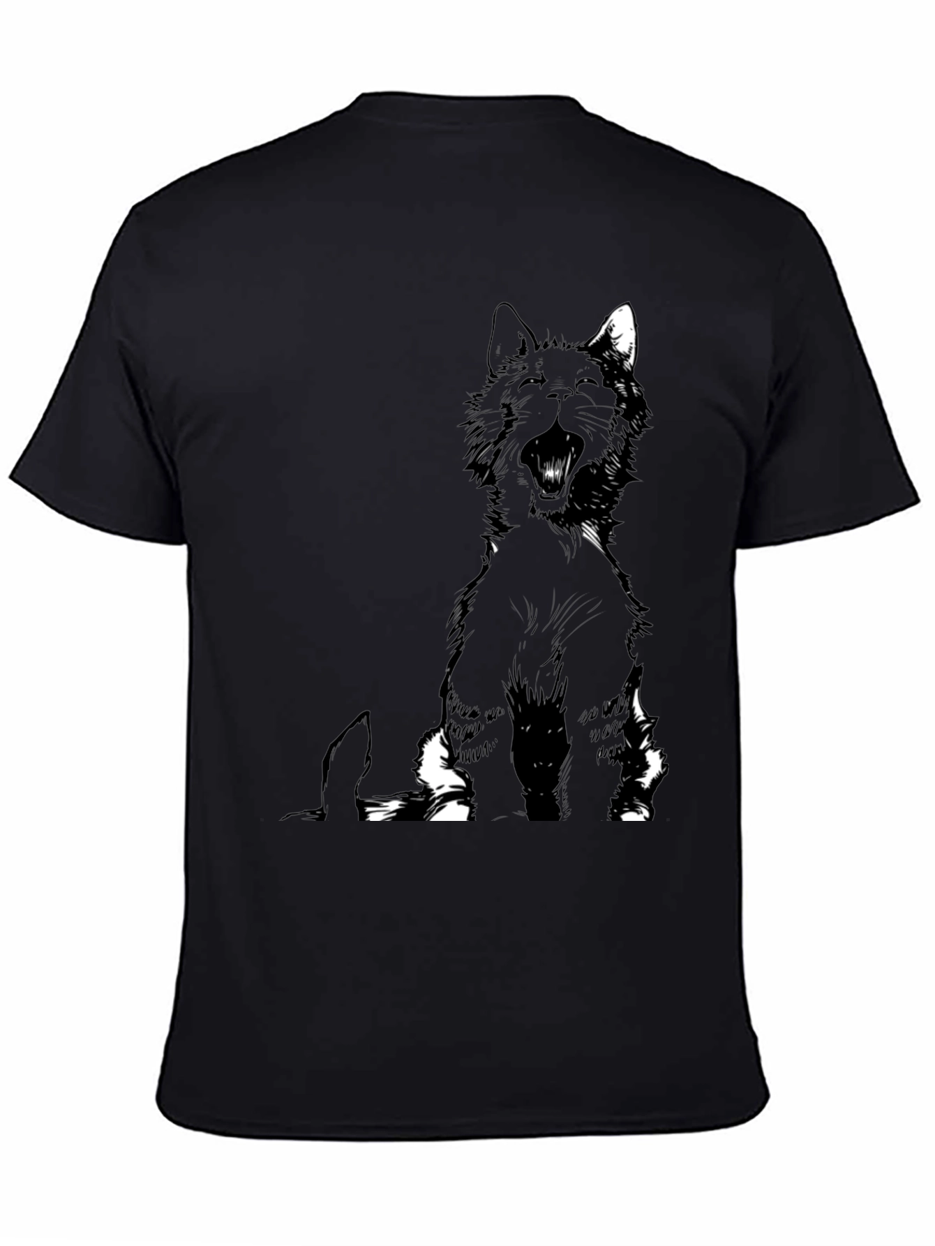 Black Black Cat Yawning Graphic Tee view 4