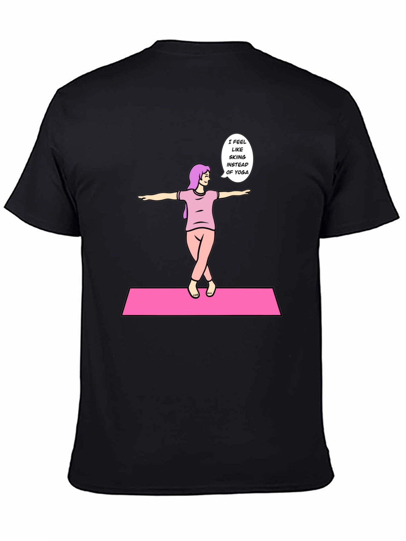 Black Funny Yoga Skiing Graphic Tee view 4