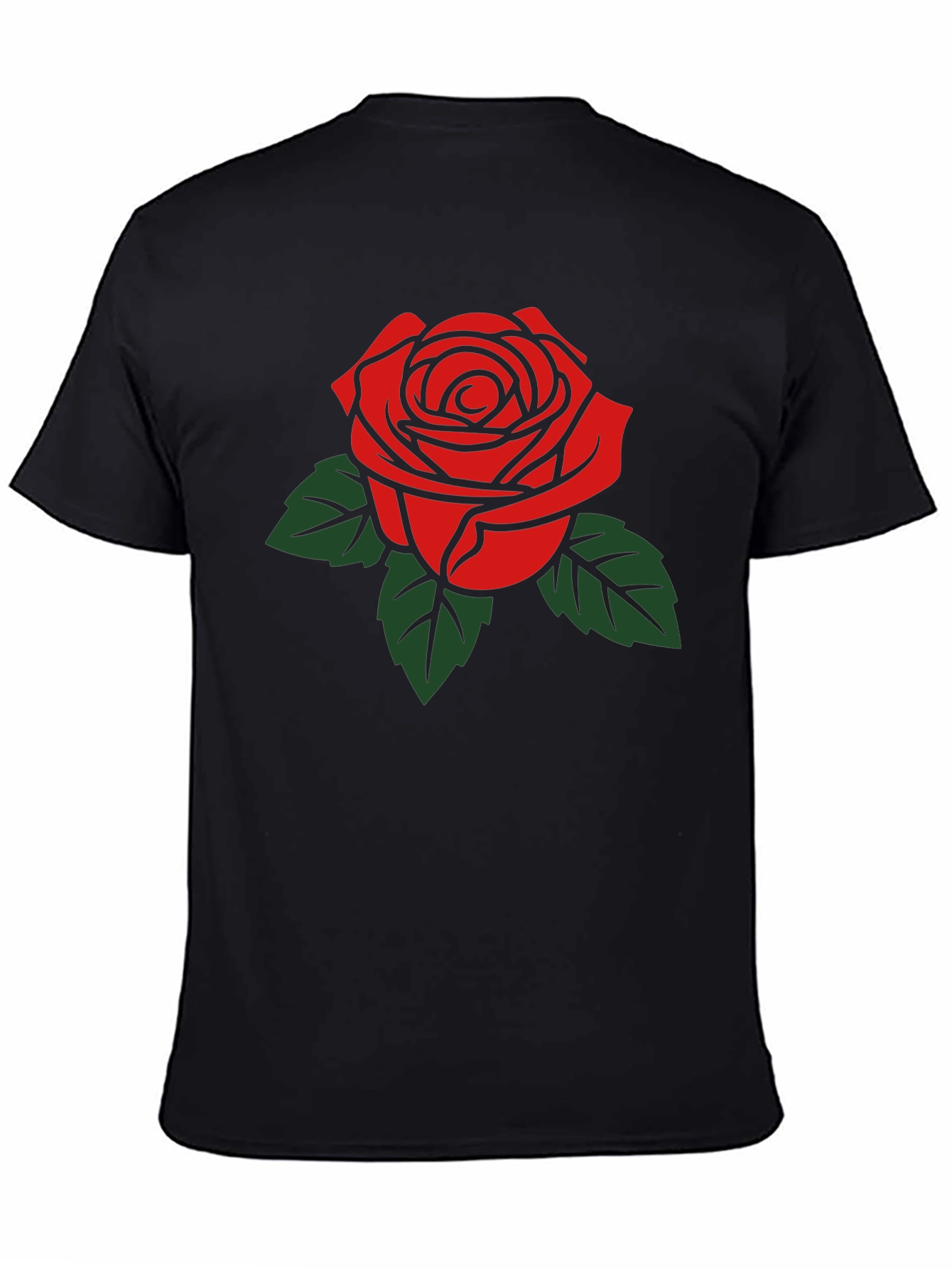 Black Bold Rose Graphic Tee - Classic Black T-Shirt view 4