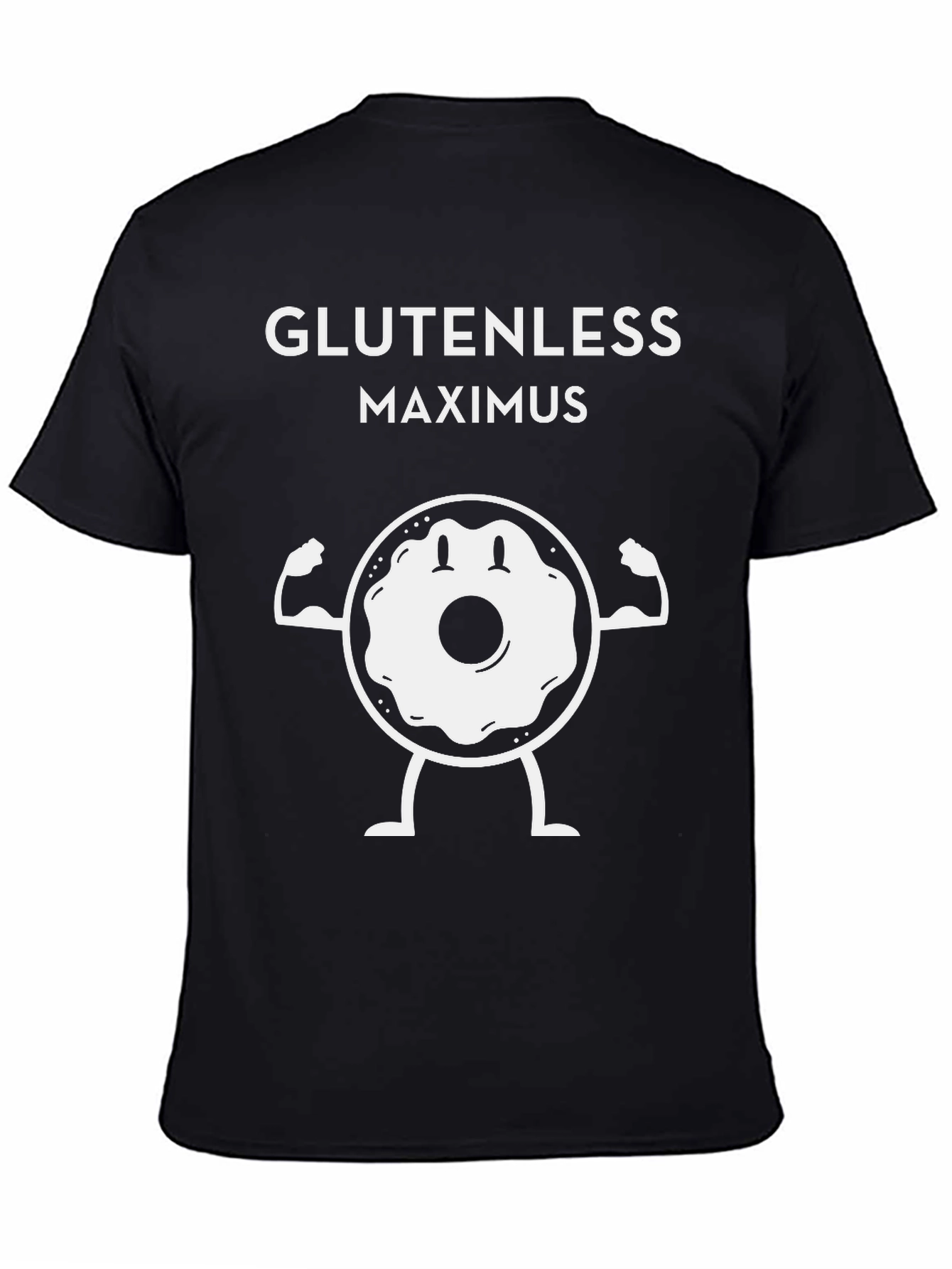 Black Glutenless Maximus T-Shirt - Funny Donut Gym Tee view 4