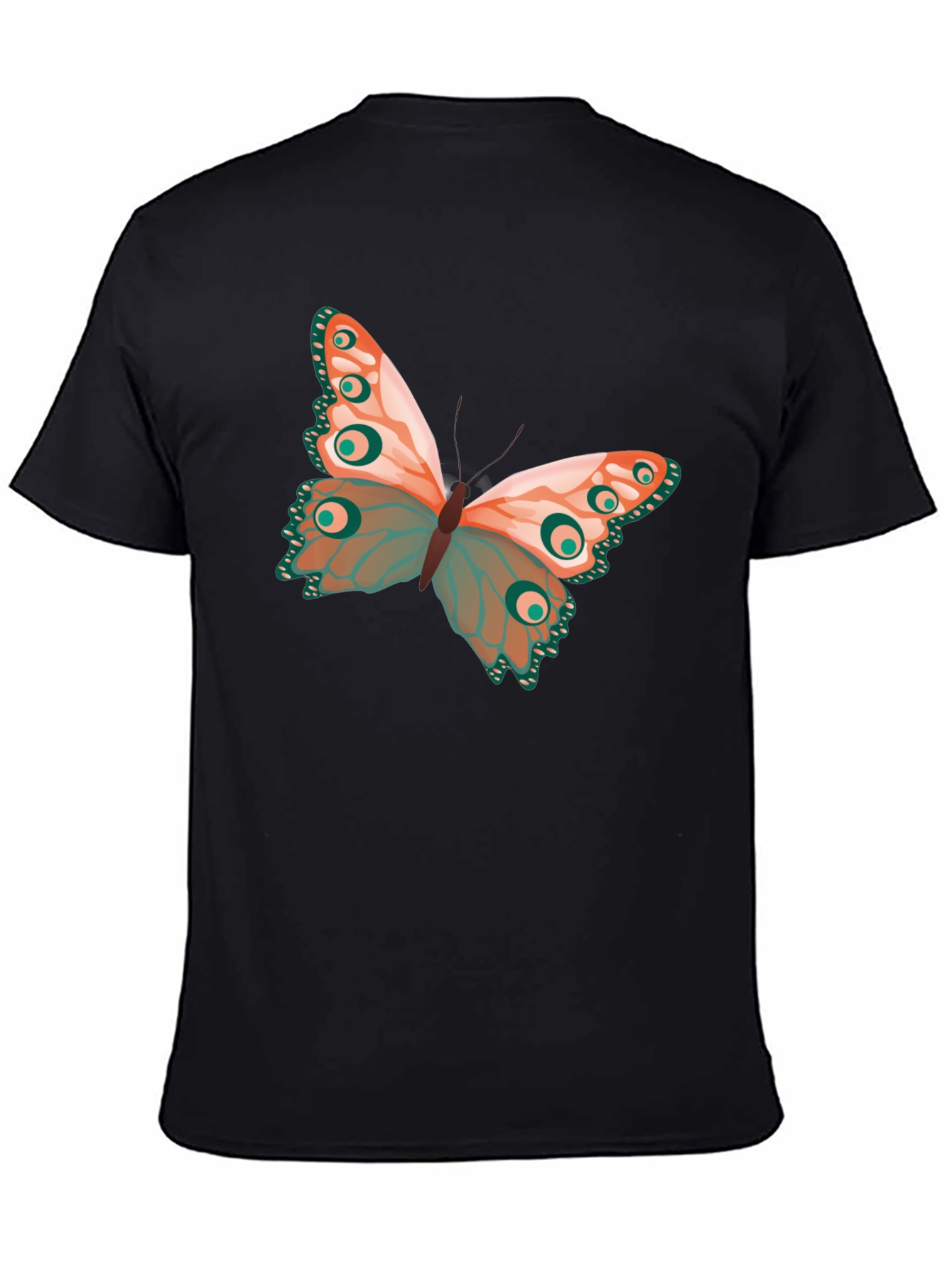 Black Butterfly Graphic Print Crew Neck T-Shirt view 4