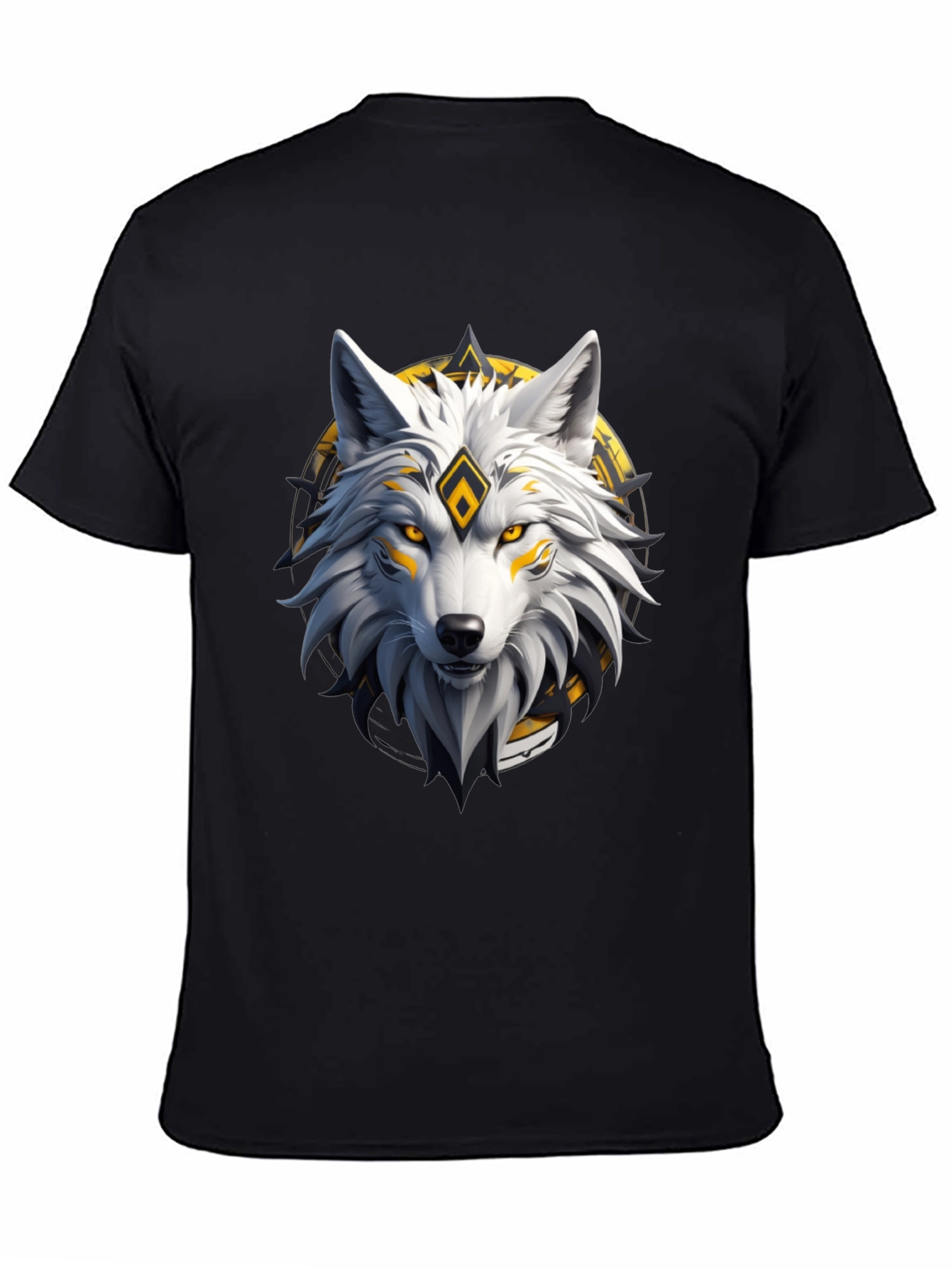 Black Wolf Graphic Print Crew Neck T-Shirt view 4