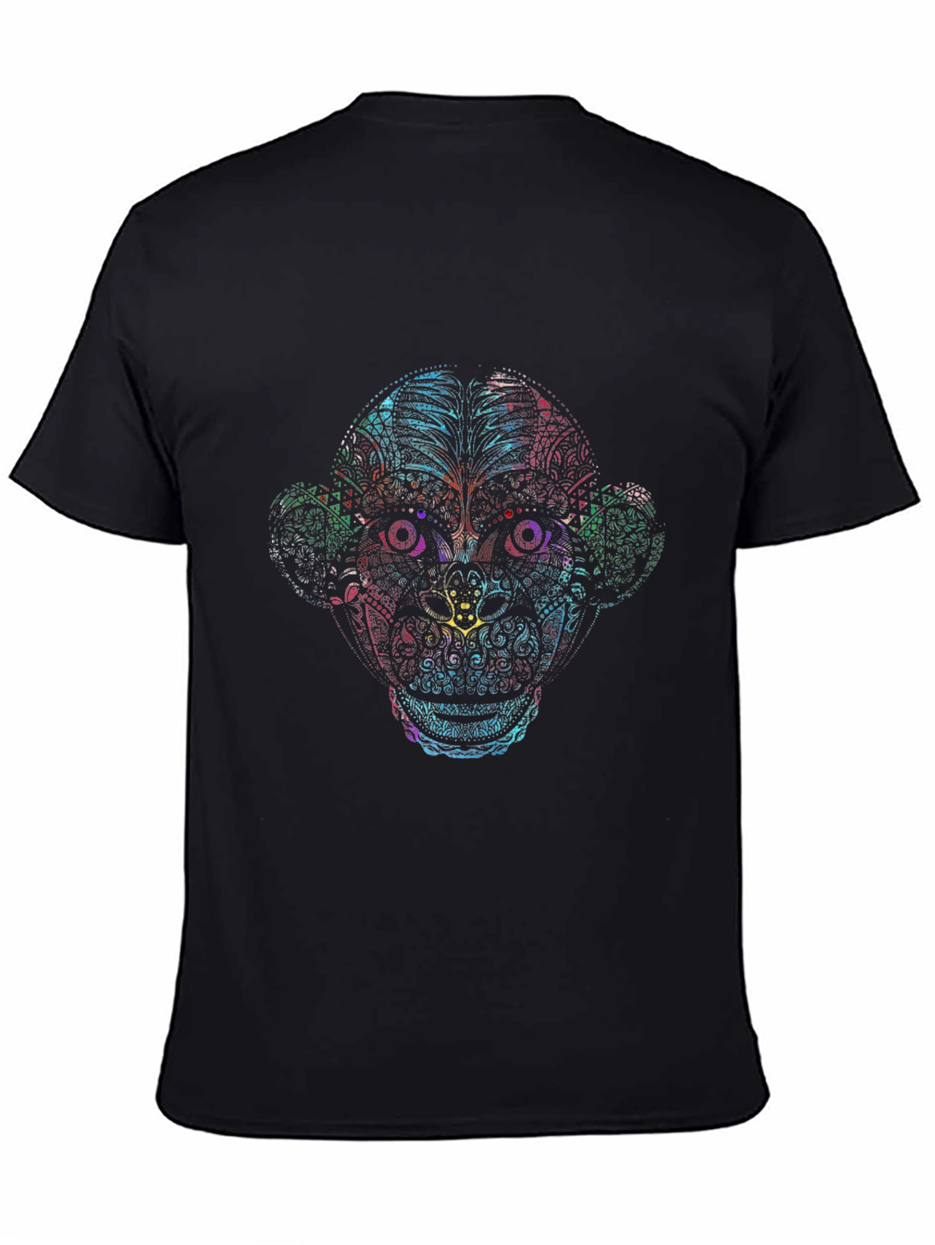 Black Vibrant Monkey Graphic Tee - Black Cotton T-Shirt view 4