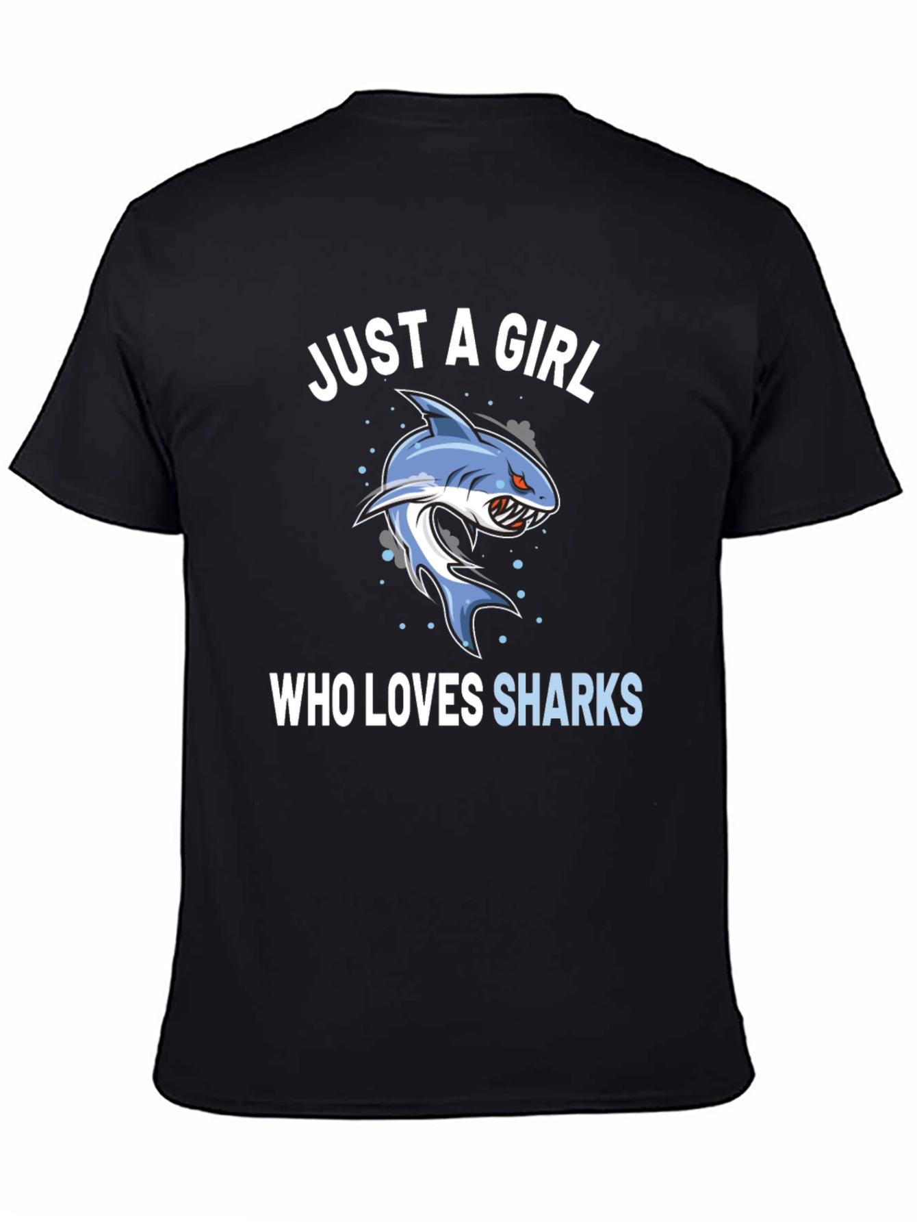 Black Just A Girl Who Loves Sharks Graphic Tee view 4