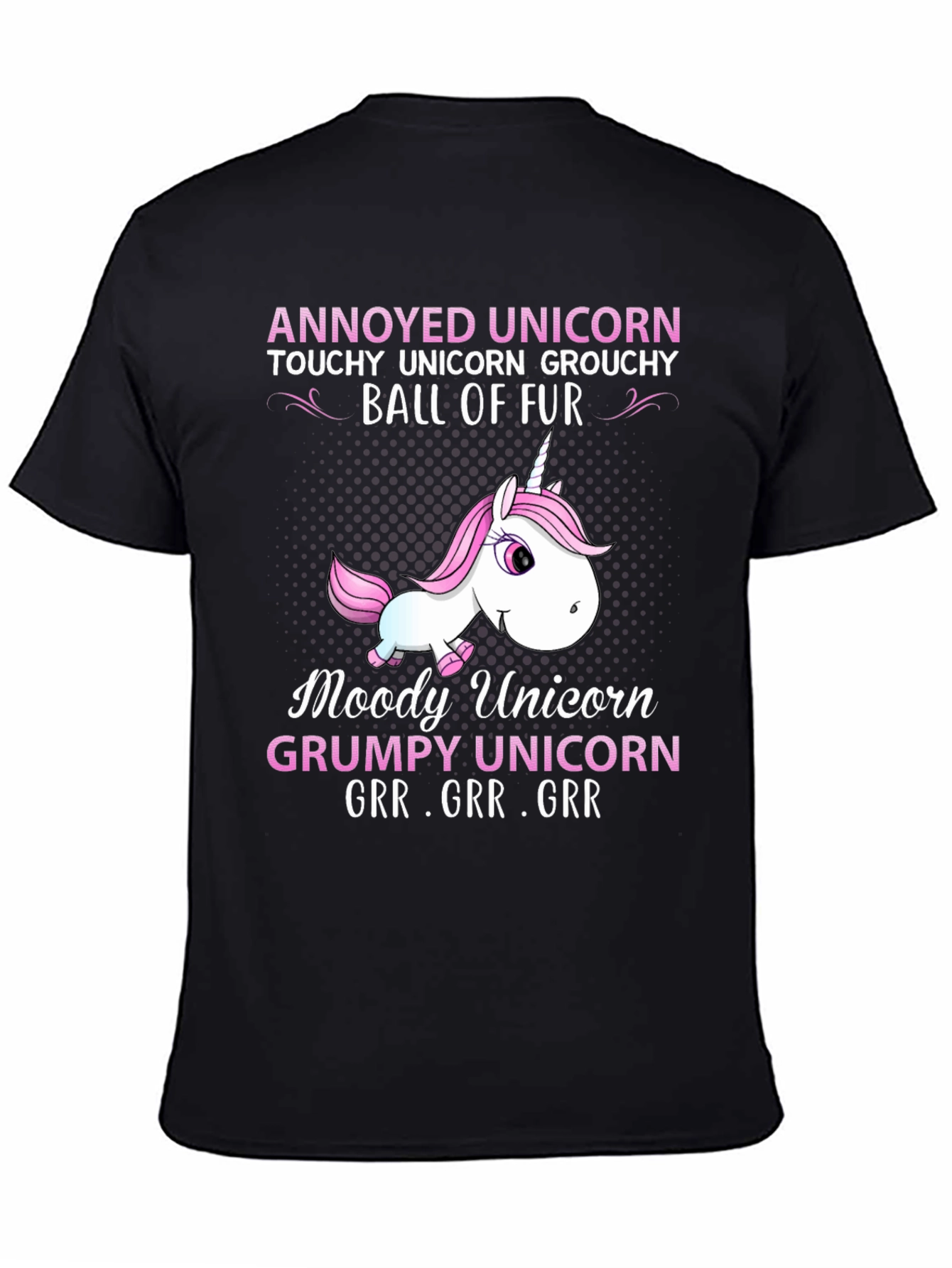 Black Annoyed Unicorn Graphic T-Shirt view 4
