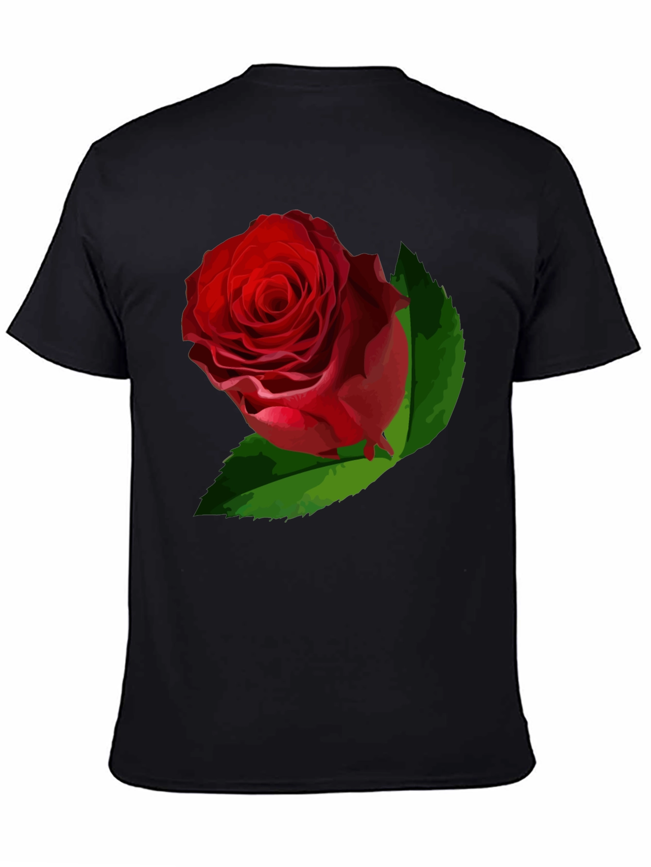 Black Bold Rose Graphic Tee - Black Cotton Casual Shirt view 4