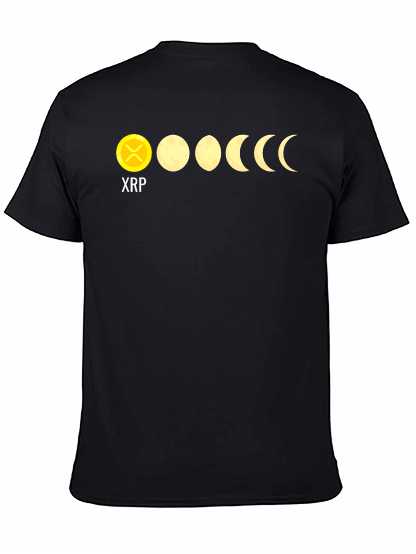 Black XRP Moon Phases Black Graphic T-Shirt view 4