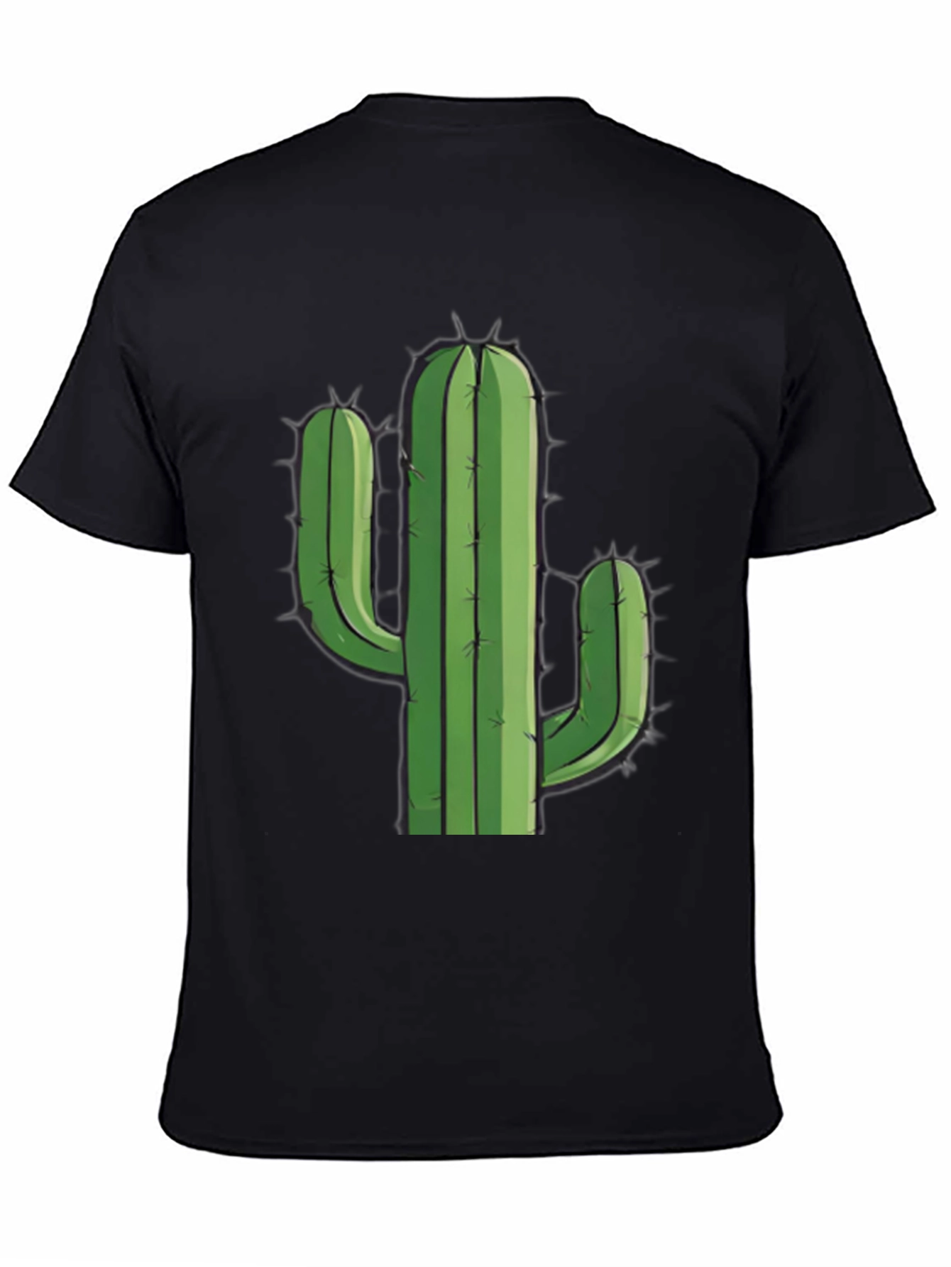 Black Cactus Graphic Tee - Black Cotton T-Shirt view 4