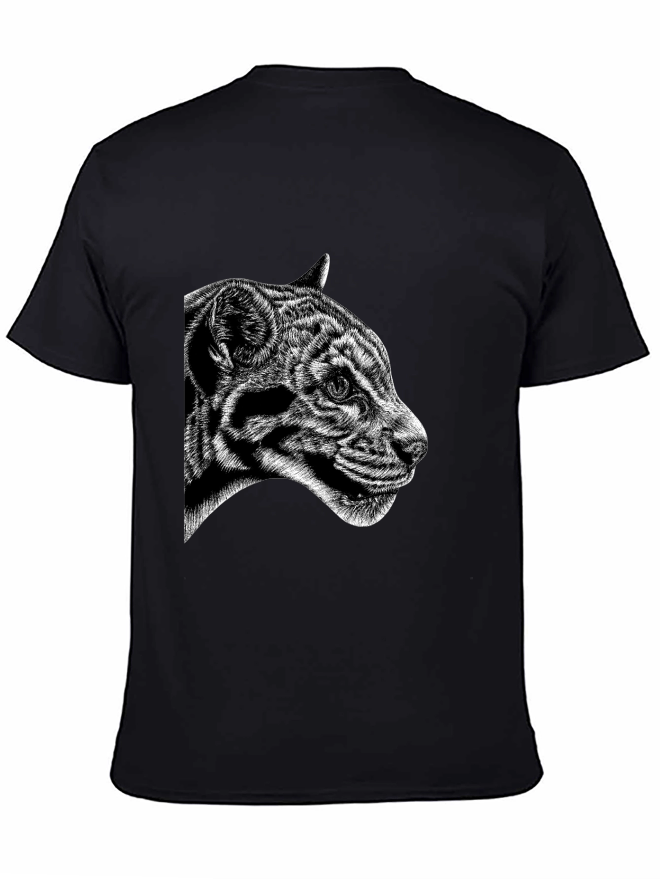 Black Black Tee with Clouded Leopard Design view 4
