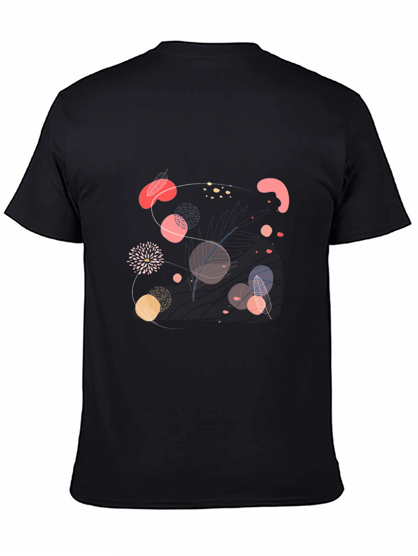 Black Abstract Graphic Print Black Casual T-Shirt view 4