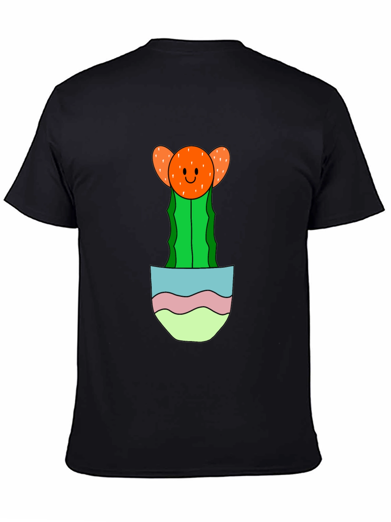 Black Cute Cactus Pocket T-Shirt - Unique Graphic Tee view 4