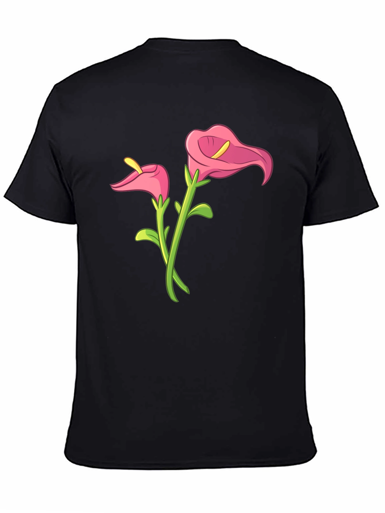 Black Floral Graphic Tee - Calla Lily Design view 4