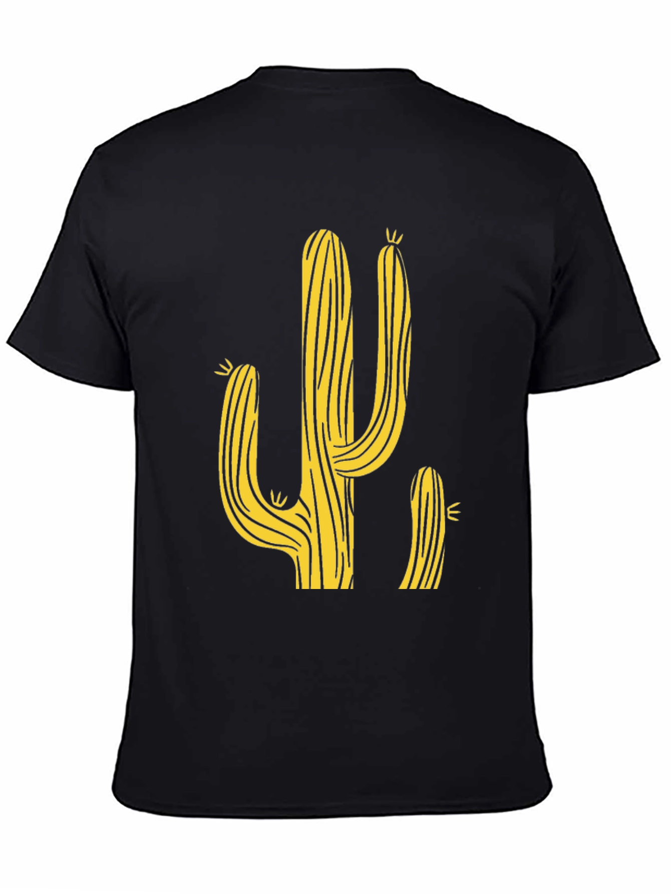 Black Cactus Graphic Print Men's T-Shirt view 4