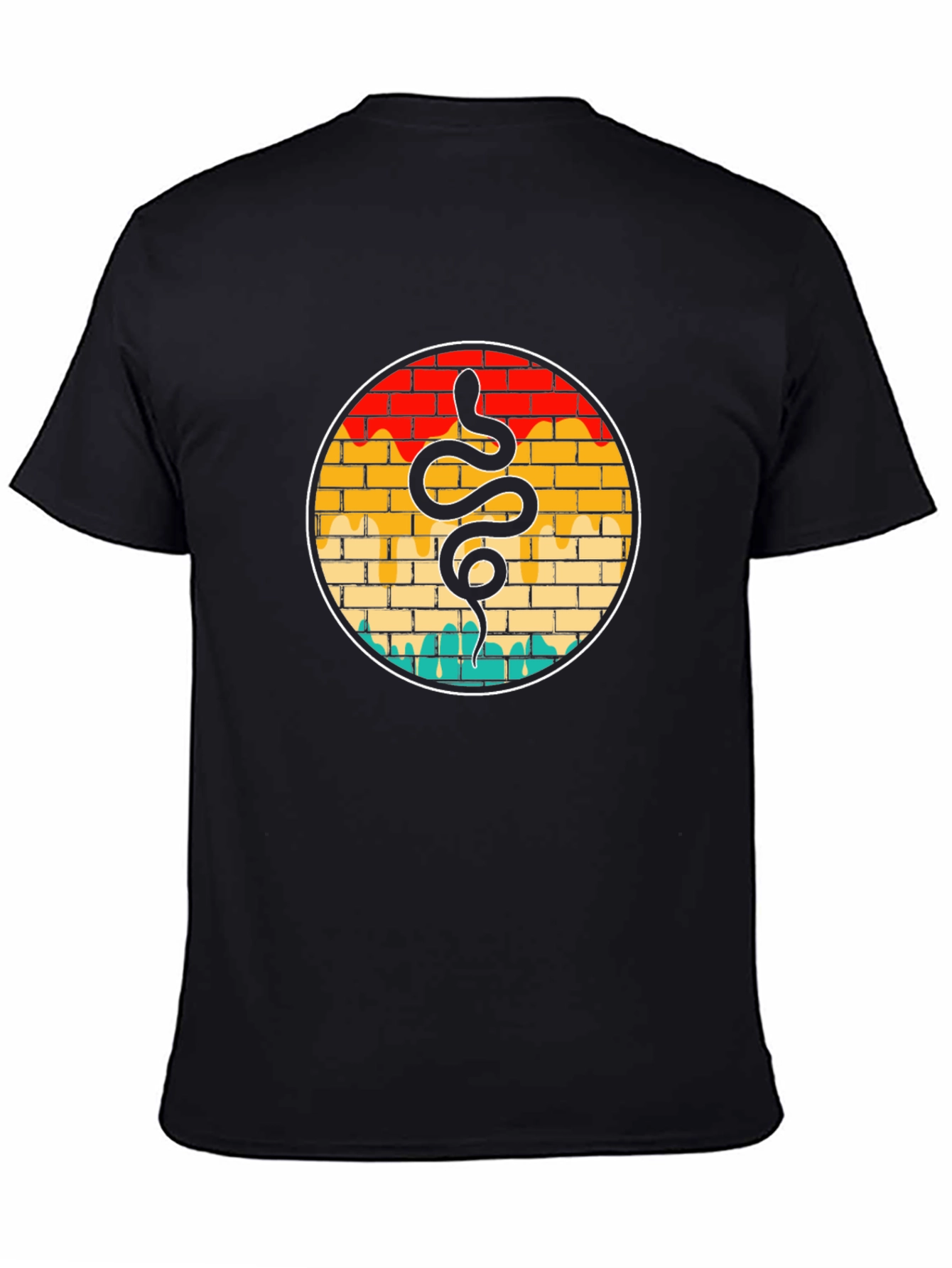 Black Snake Graphic Tee - Retro Brick Wall Design view 4