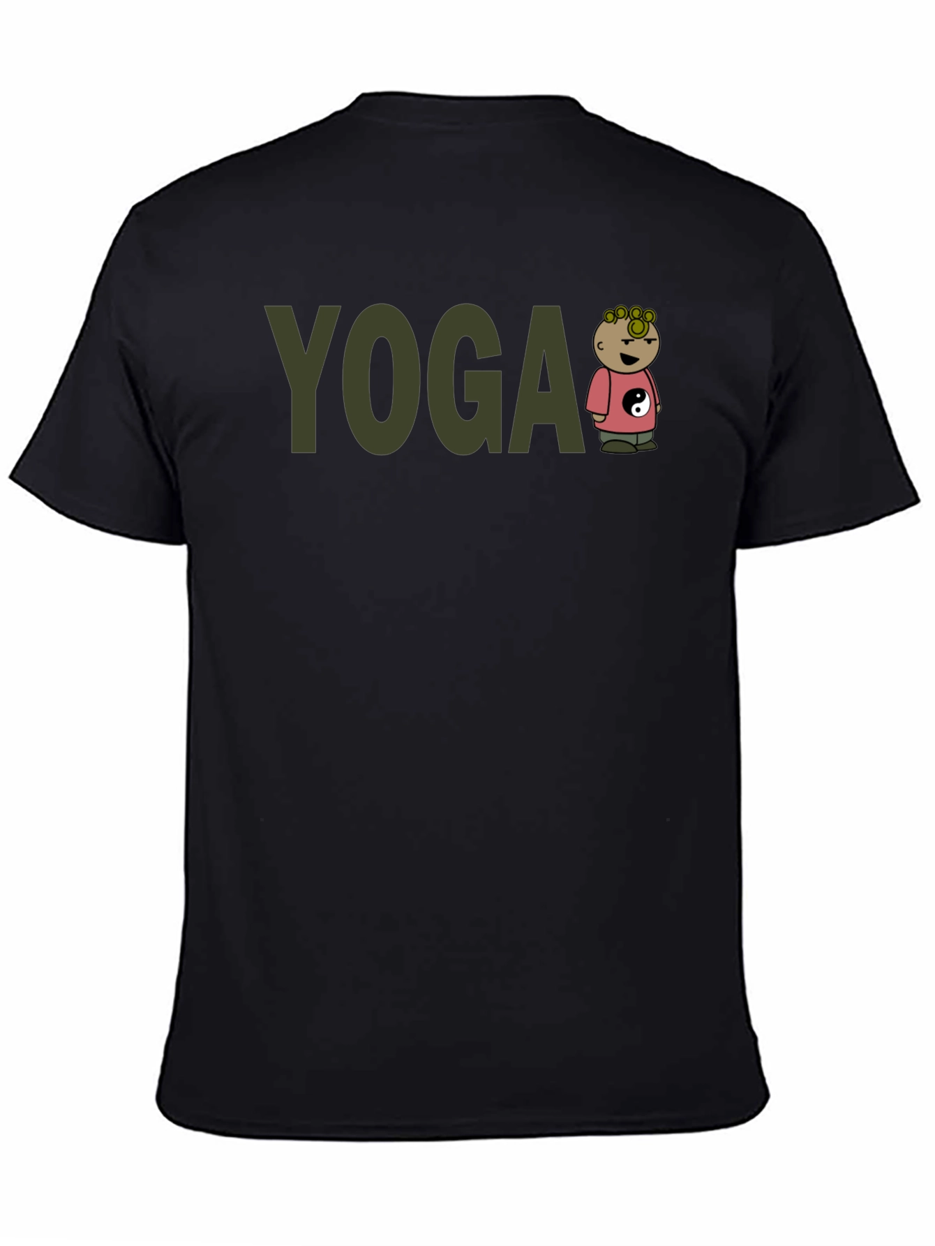 Black Yoga Cartoon Character T-Shirt view 4