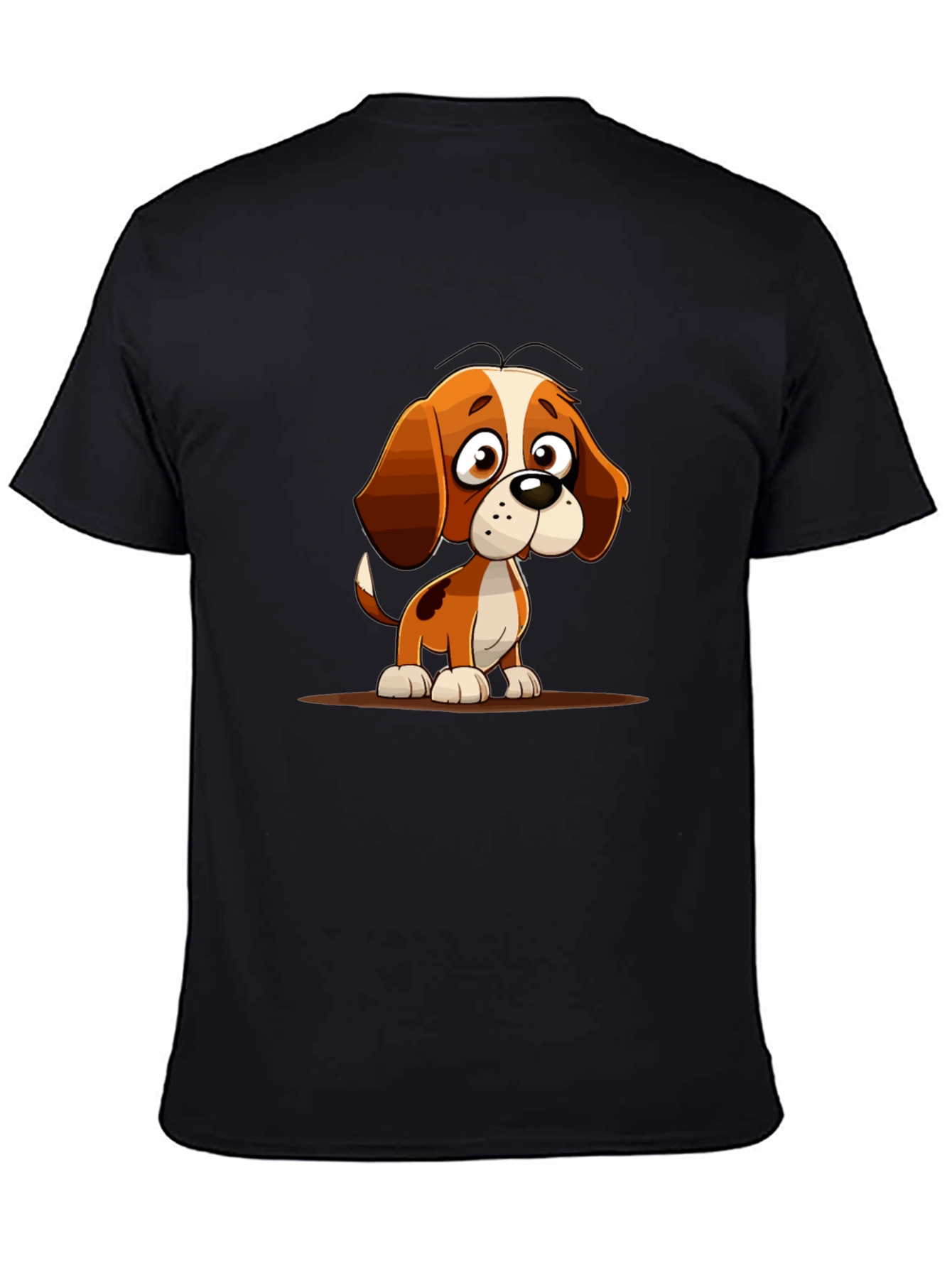 Black Cute Cartoon Dog Graphic Tee - Unisex view 4