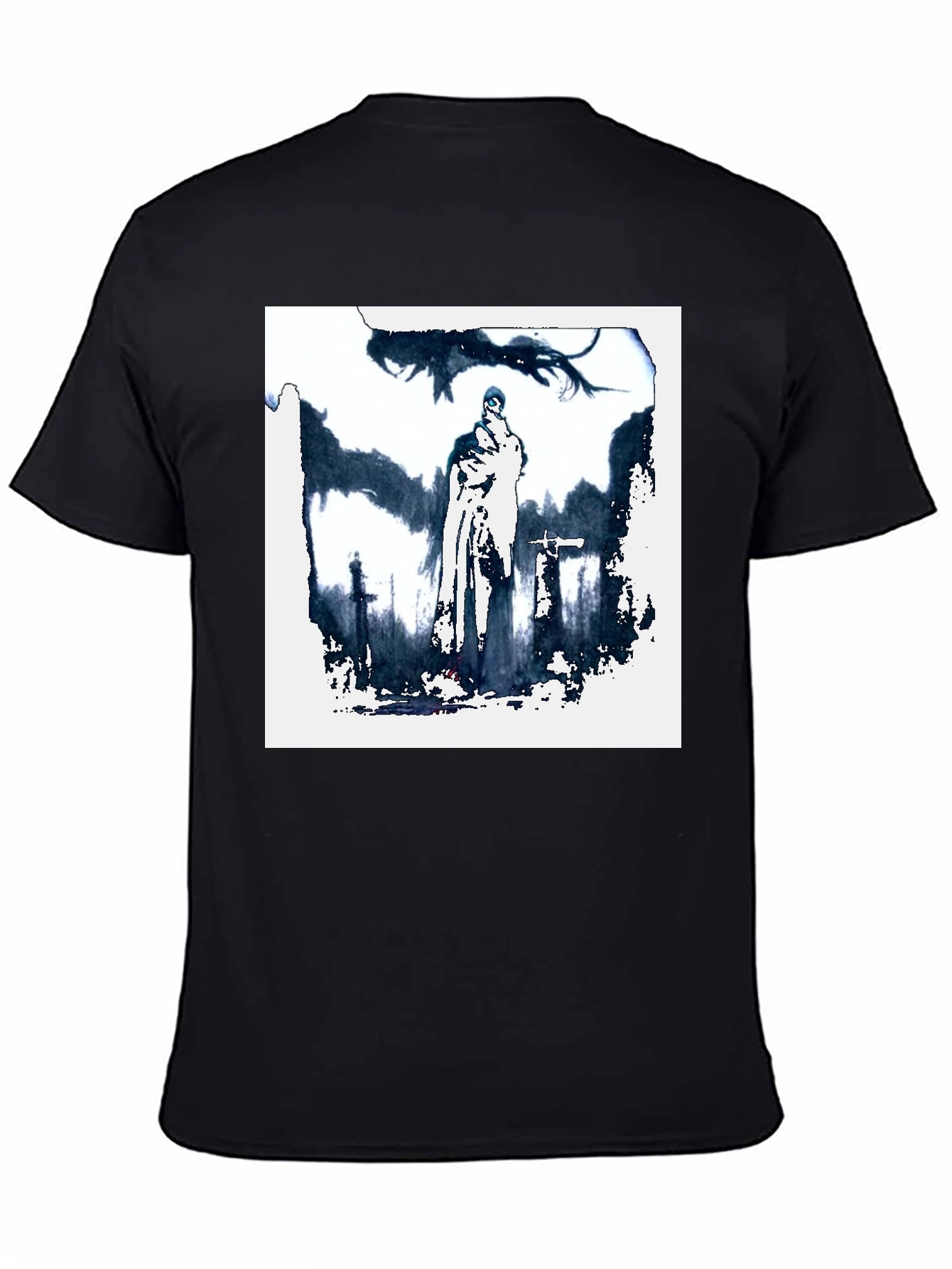 Black Mystic Knight Graphic Tee - Black Cotton T-Shirt view 4