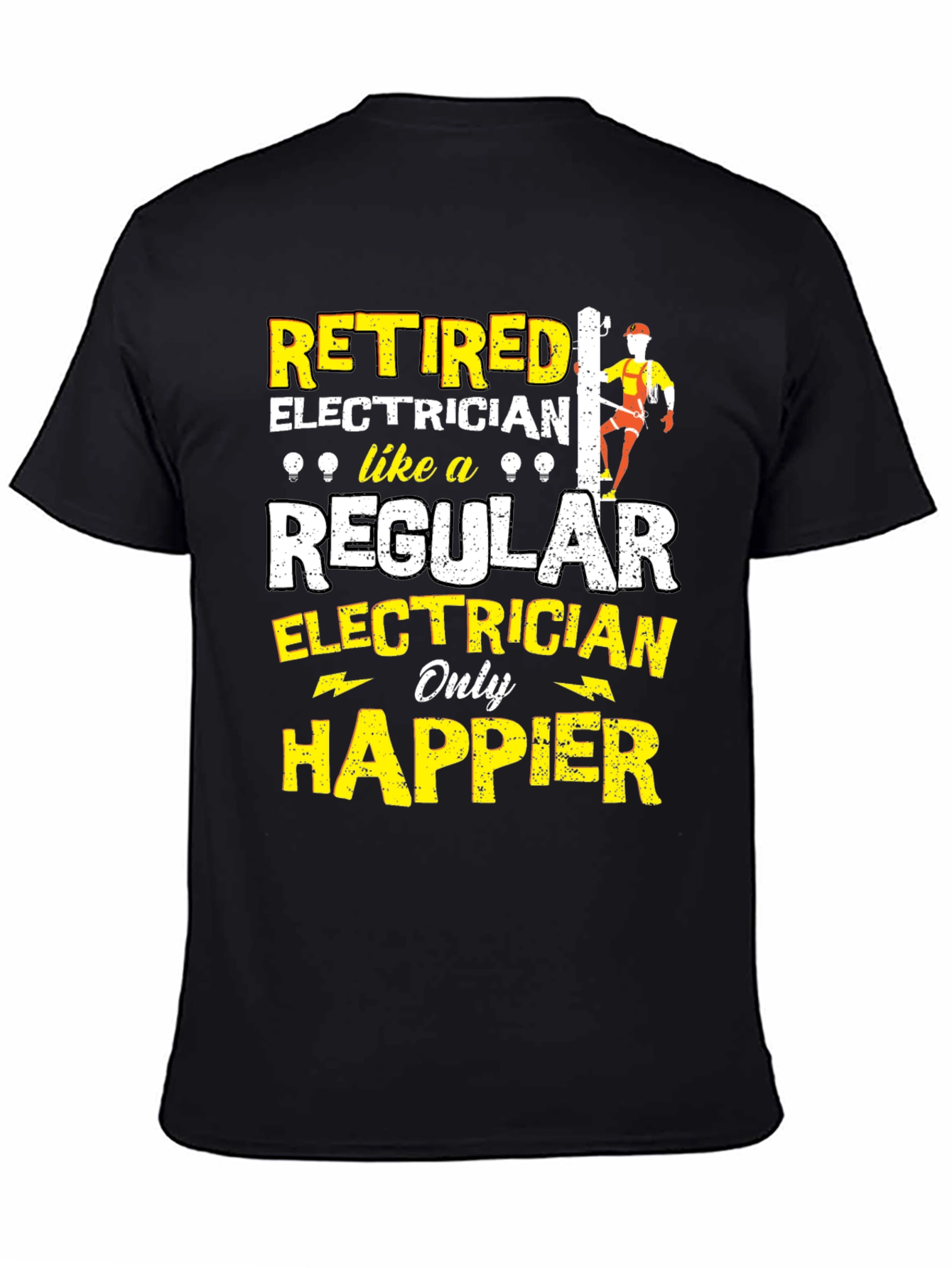Black Retired Electrician Humor T-Shirt view 4