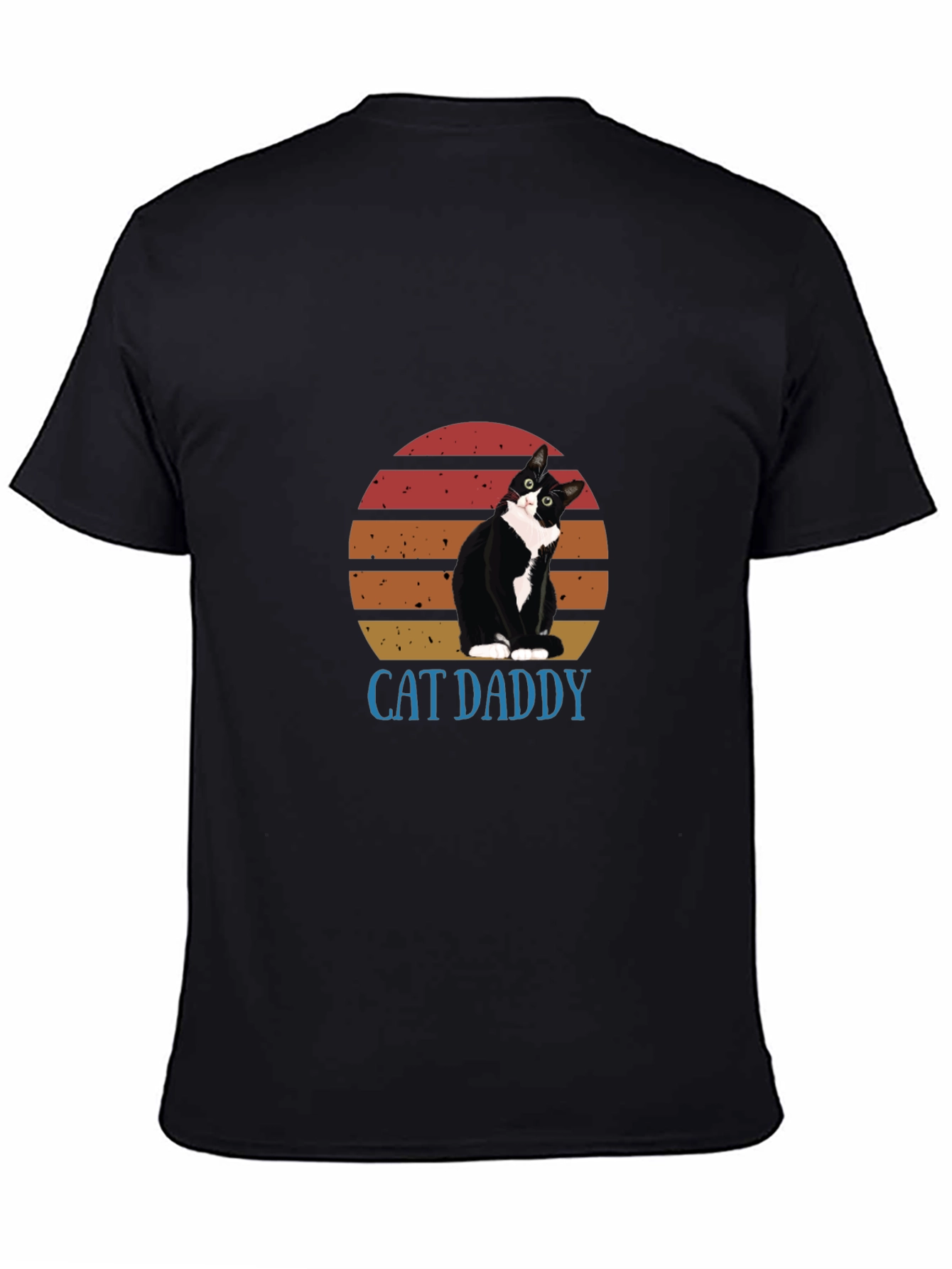 Black Cat Daddy Graphic Tee - Black Cotton T-Shirt view 4