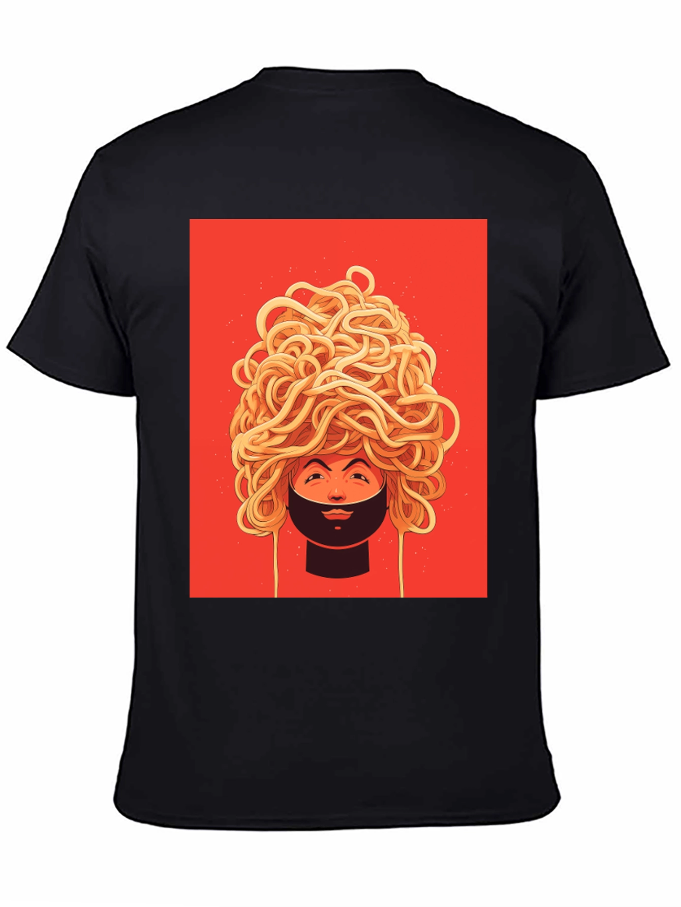 Black Spaghetti Head Graphic Tee - Quirky Unisex T-Shirt view 4