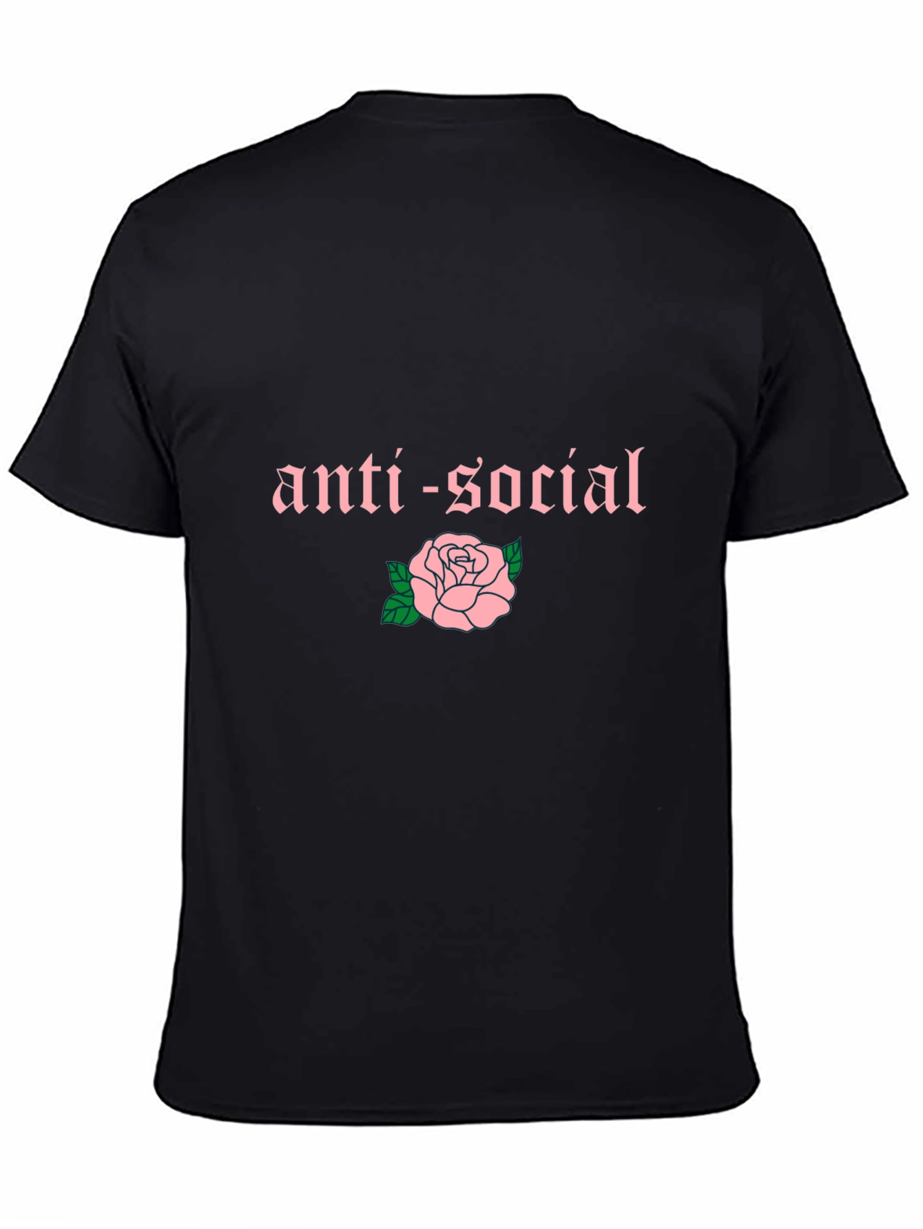 Black Anti-Social Rose Graphic Tee - Trendy Emo Aesthetic view 4