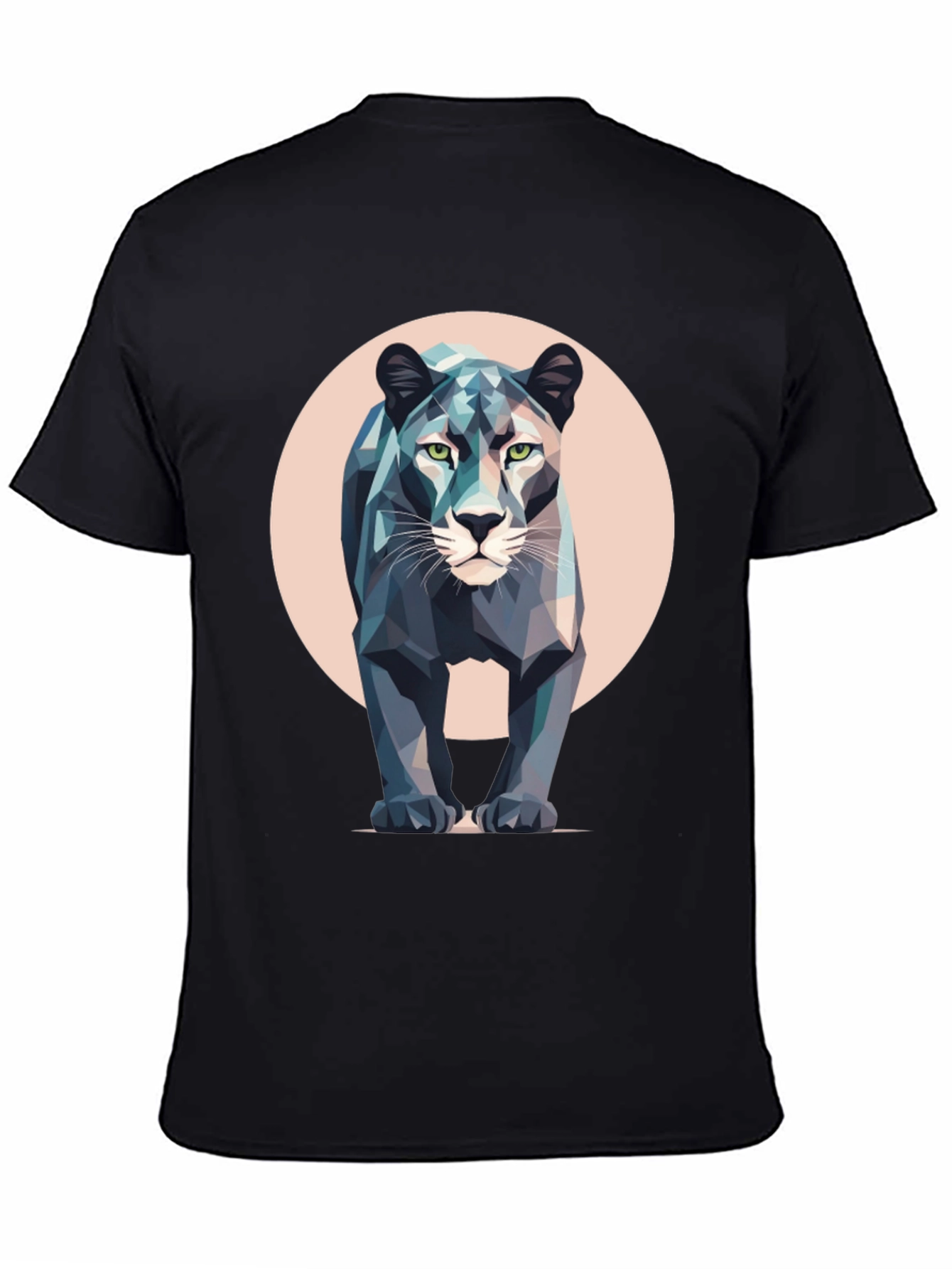 Black Geometric Panther T-Shirt - Modern Animal Print view 4