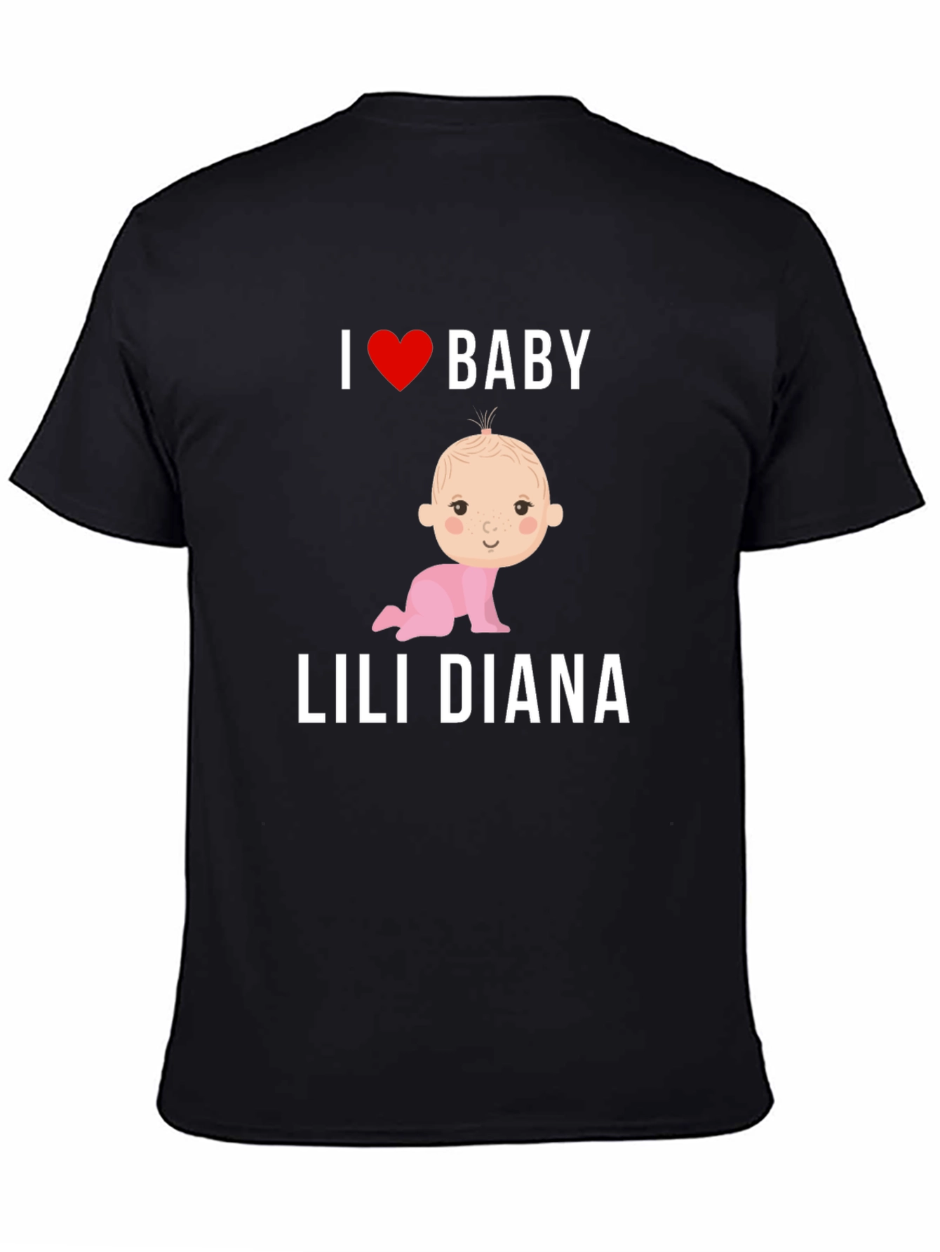 Black I Love Baby Lili Diana T-Shirt, Cute Baby Tee view 4