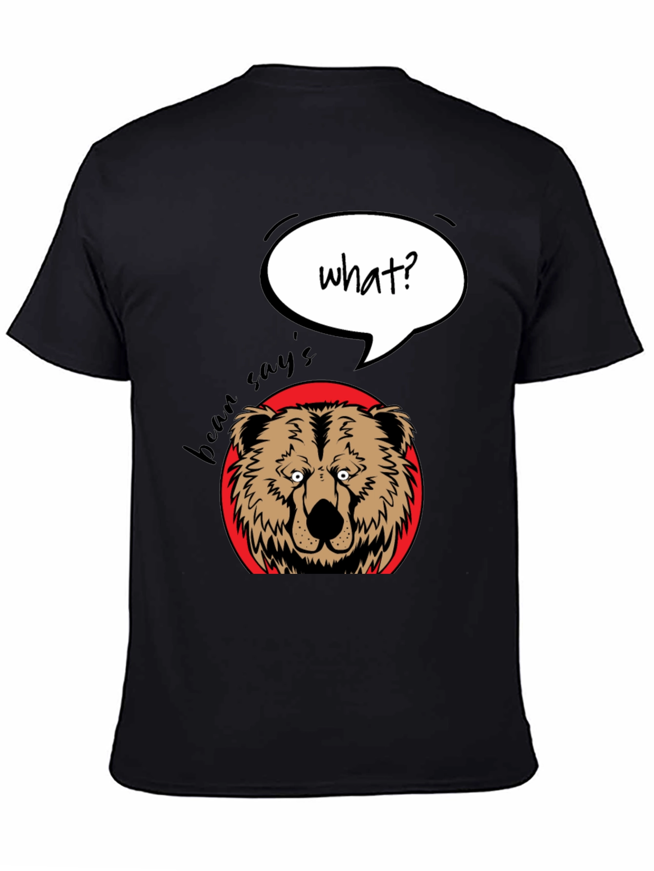Black Funny Bear What? Graphic T-Shirt view 4